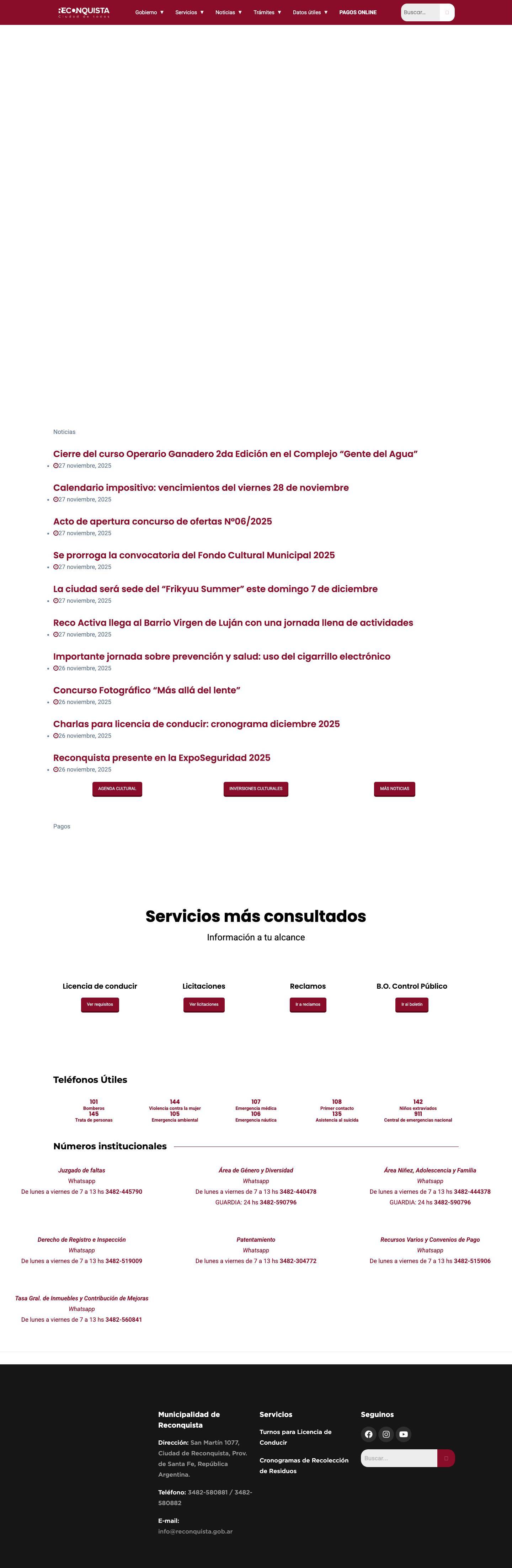 Inicio - Municipalidad de Reconquista - Full Screenshot