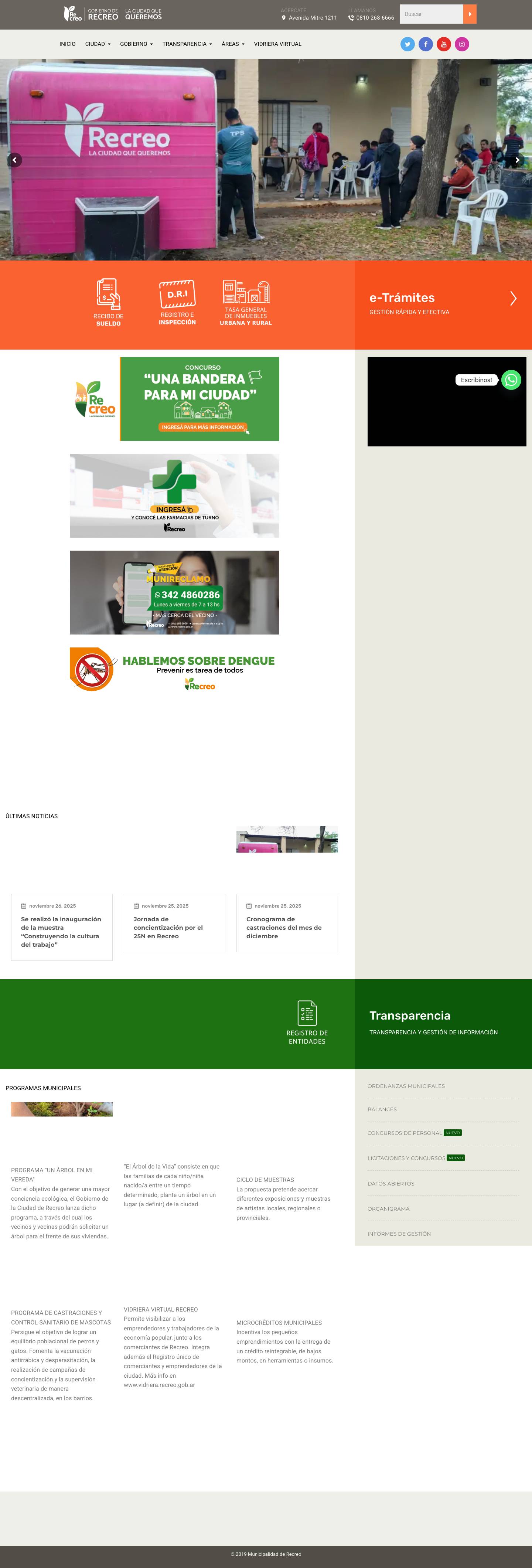 INICIO - Municipalidad de Recreo - Full Screenshot
