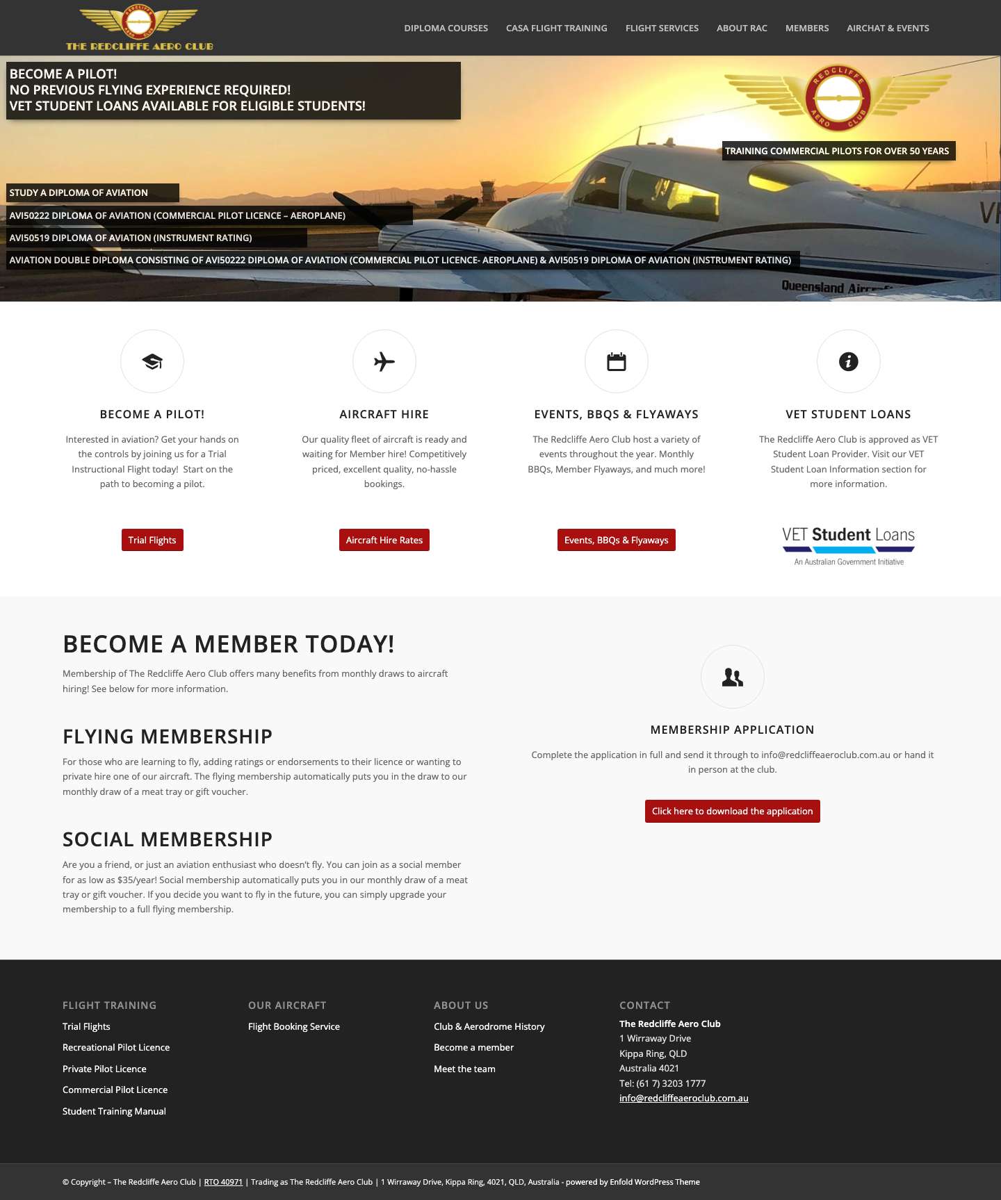 Redcliffe Aero Club | Aviation Training and Flight Services - Full Screenshot