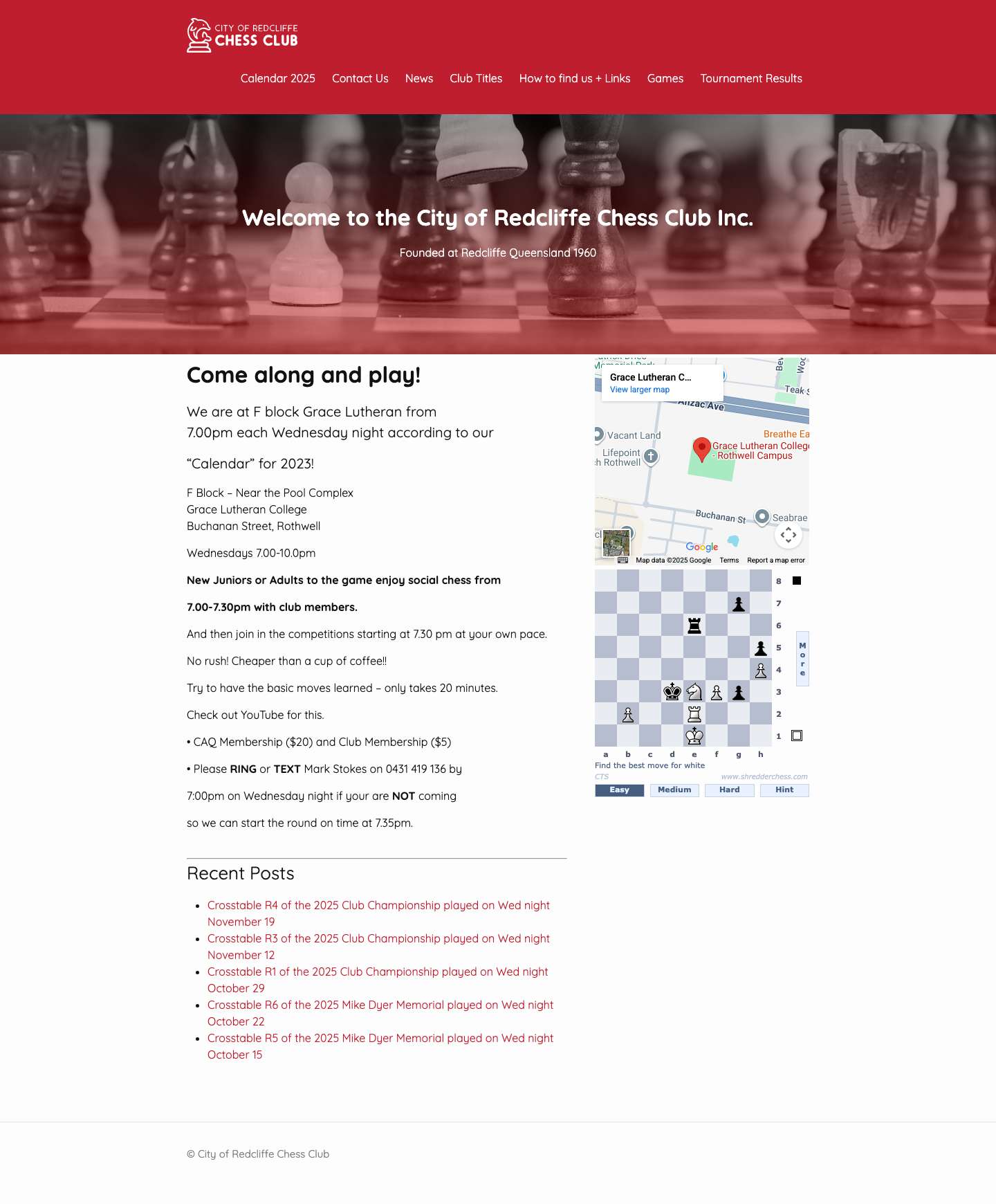 City of Redcliffe Chess Club Inc. - Full Screenshot