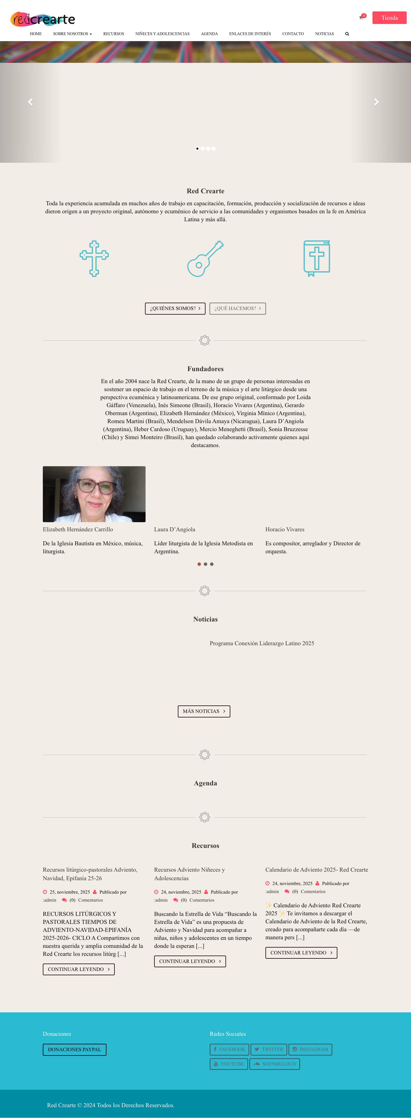 Red Crearte – La experiencia acumulada en años de trabajo en capacitación, formación, producción y socialización de recursos e ideas, se ponen al servicio de un proyecto original, autónomo y ecuménico de servicio a las iglesias e instituciones en América Latina y países en los que haya iglesias e instituciones de habla hispana o portuguesa. - Full Screenshot