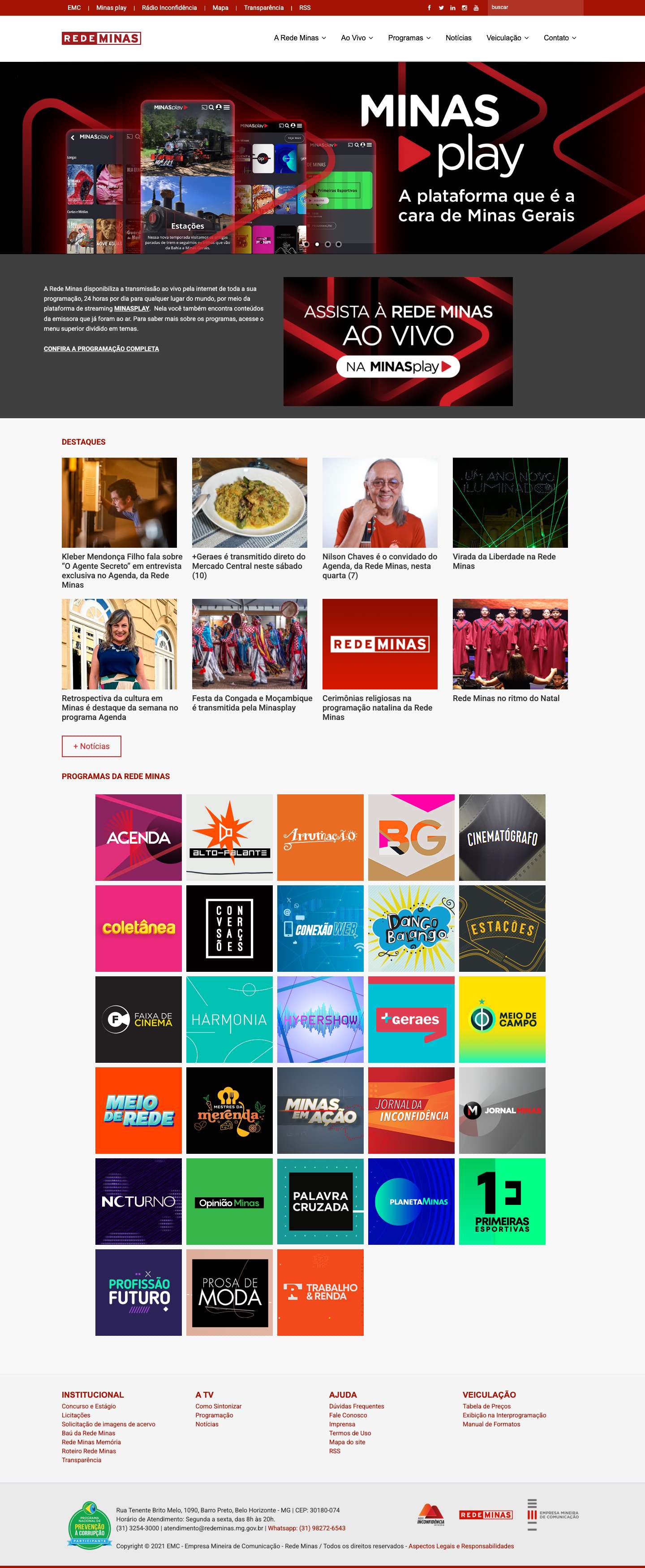 Home - Rede Minas - Full Screenshot