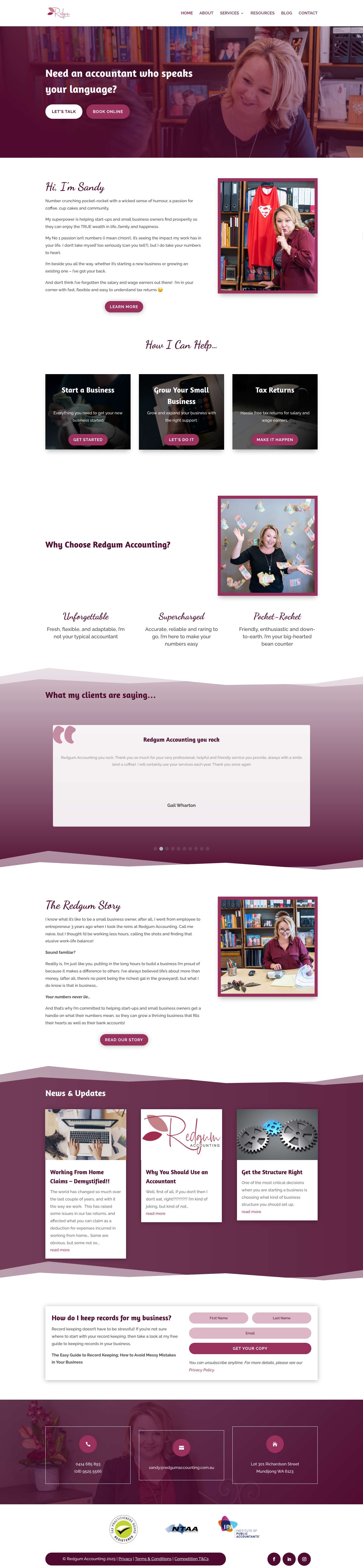 Small Business - Big Dreams | Redgum Accounting Mundijong - Full Screenshot