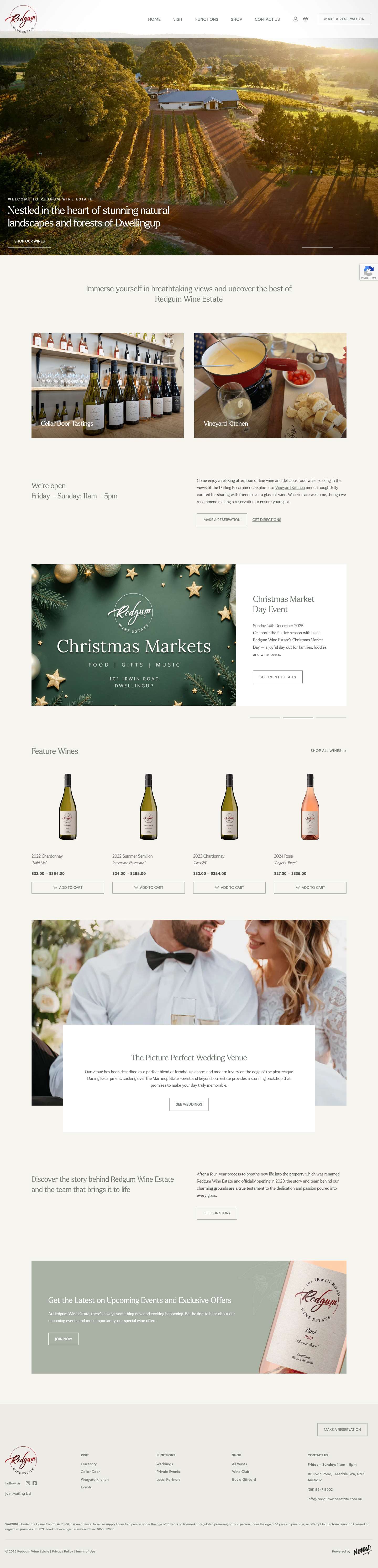 Redgum Wine Estate - Where you come for the premium wines then stay for the premium views.Redgum Wine Estate - Where you come for the premium wines then stay for the premium views. - Full Screenshot