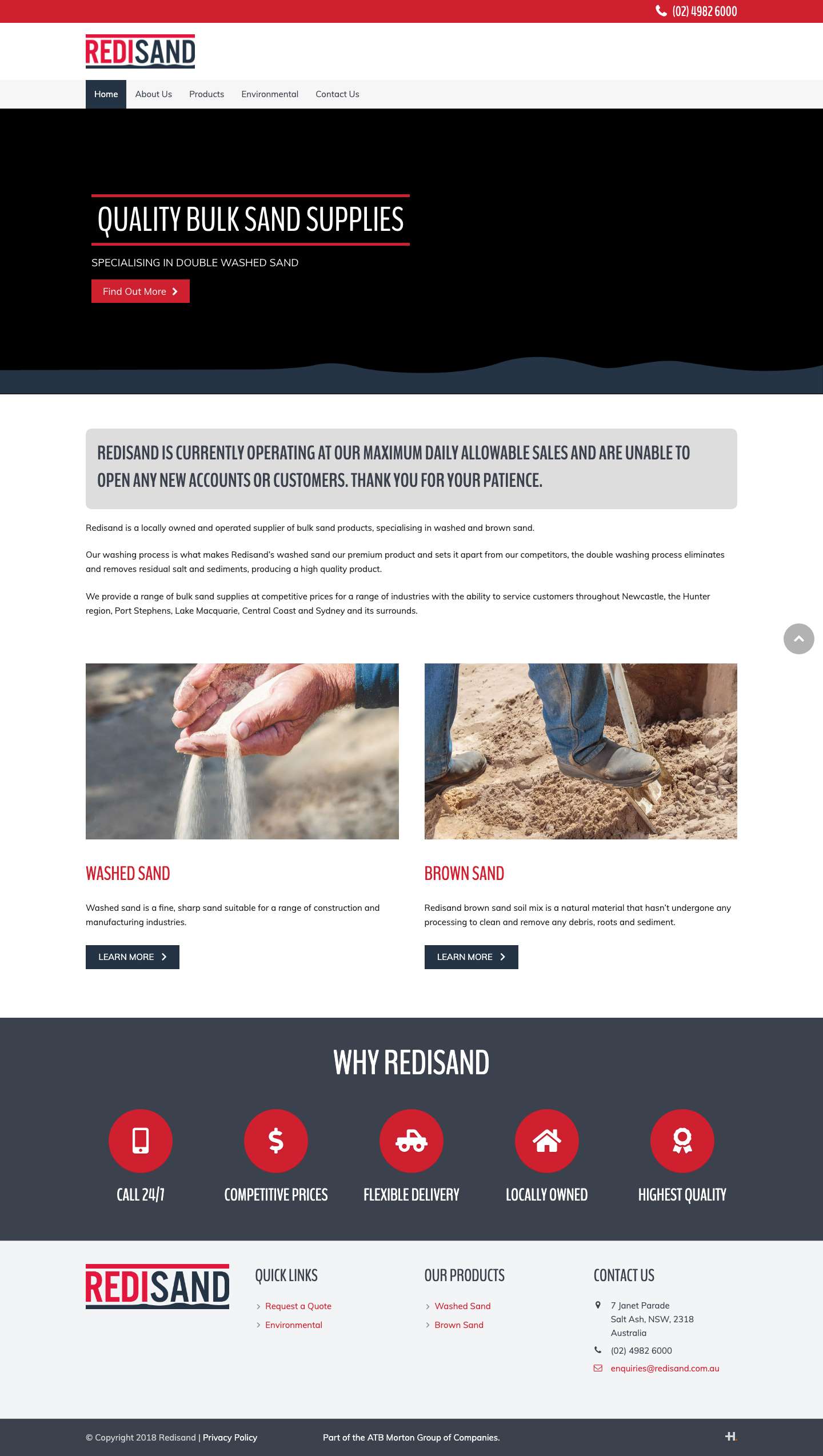 Redisand | Washed & Brown Sand for construction and landscaping. - Full Screenshot