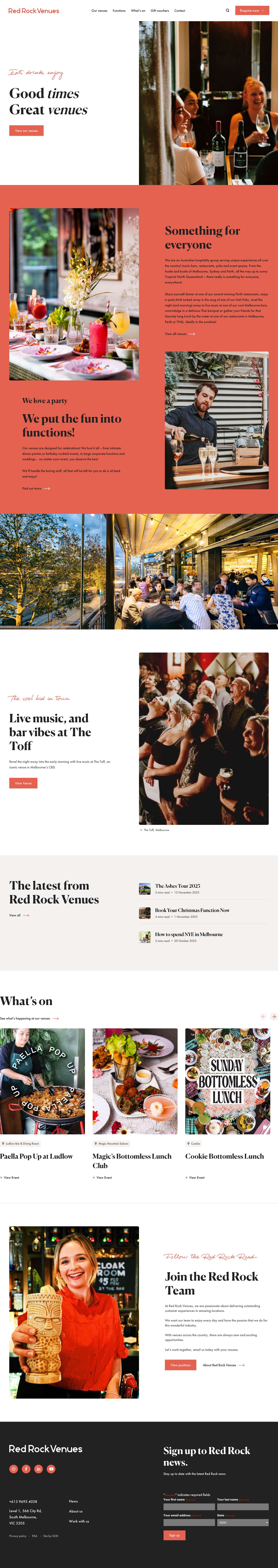 Red Rock Venues | Eat, drink, enjoy - Full Screenshot