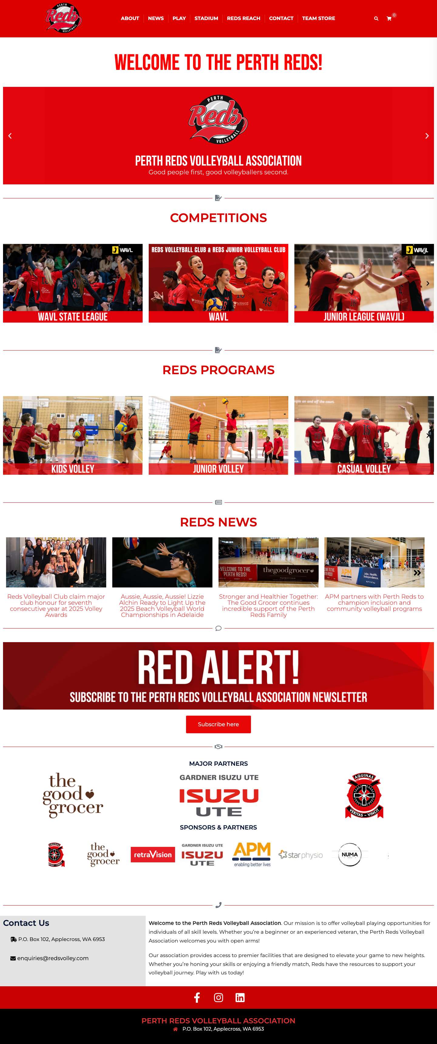 Perth Reds Volleyball Association – Good People First. Good Volleyballers Second. - Full Screenshot