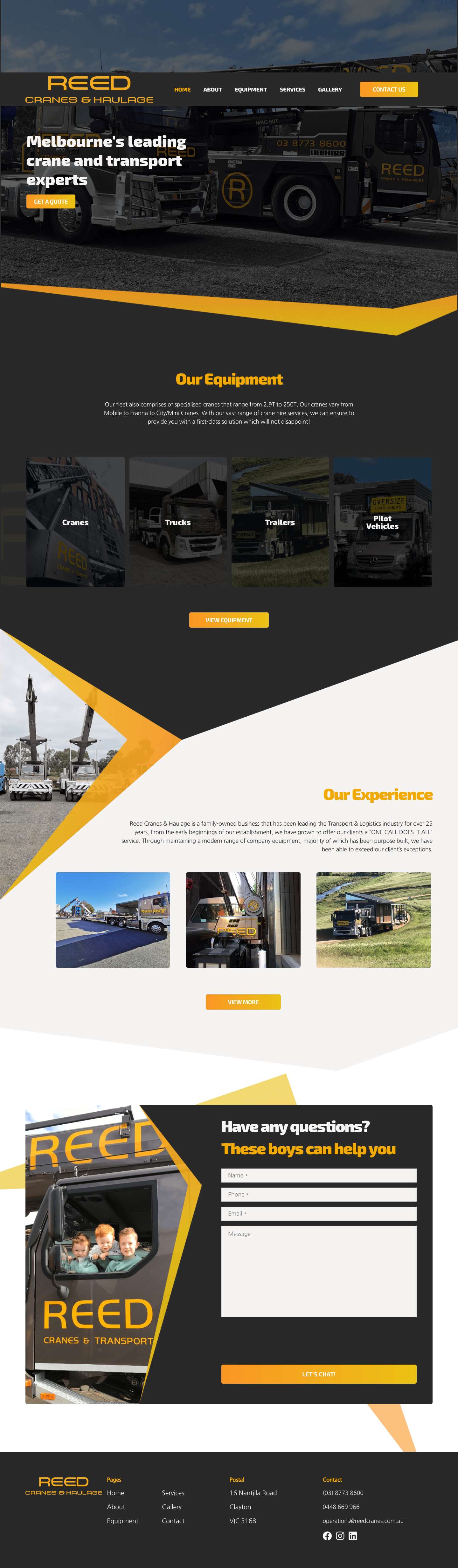 Reed Cranes & Haulage – Melbourne’s leading crane and haulage experts - Full Screenshot