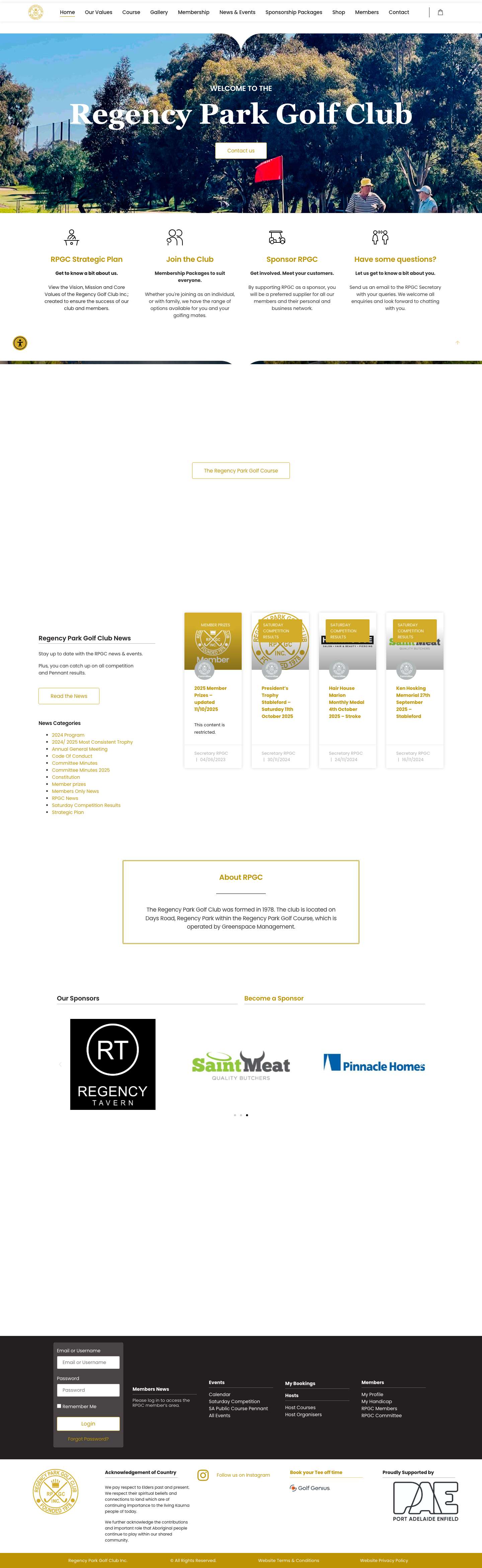 Home | Regency Park Golf Club Inc. - Full Screenshot