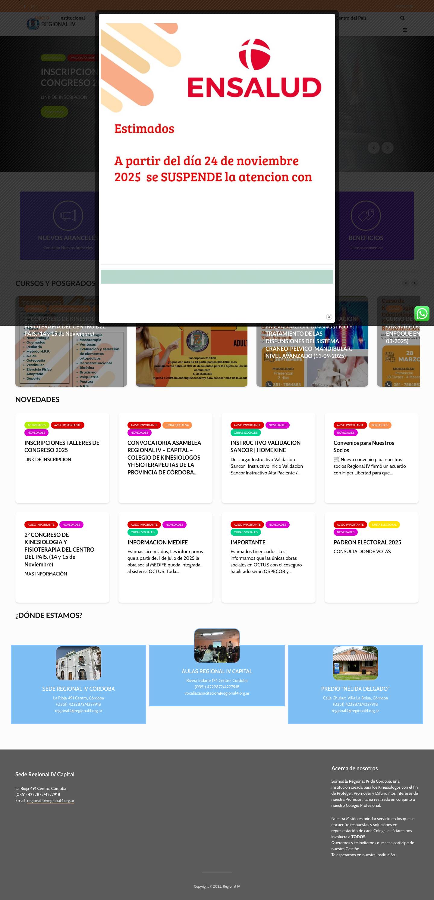 Regional IV – Kinesiólogos y Fisioterapeutas de Córdoba - Full Screenshot