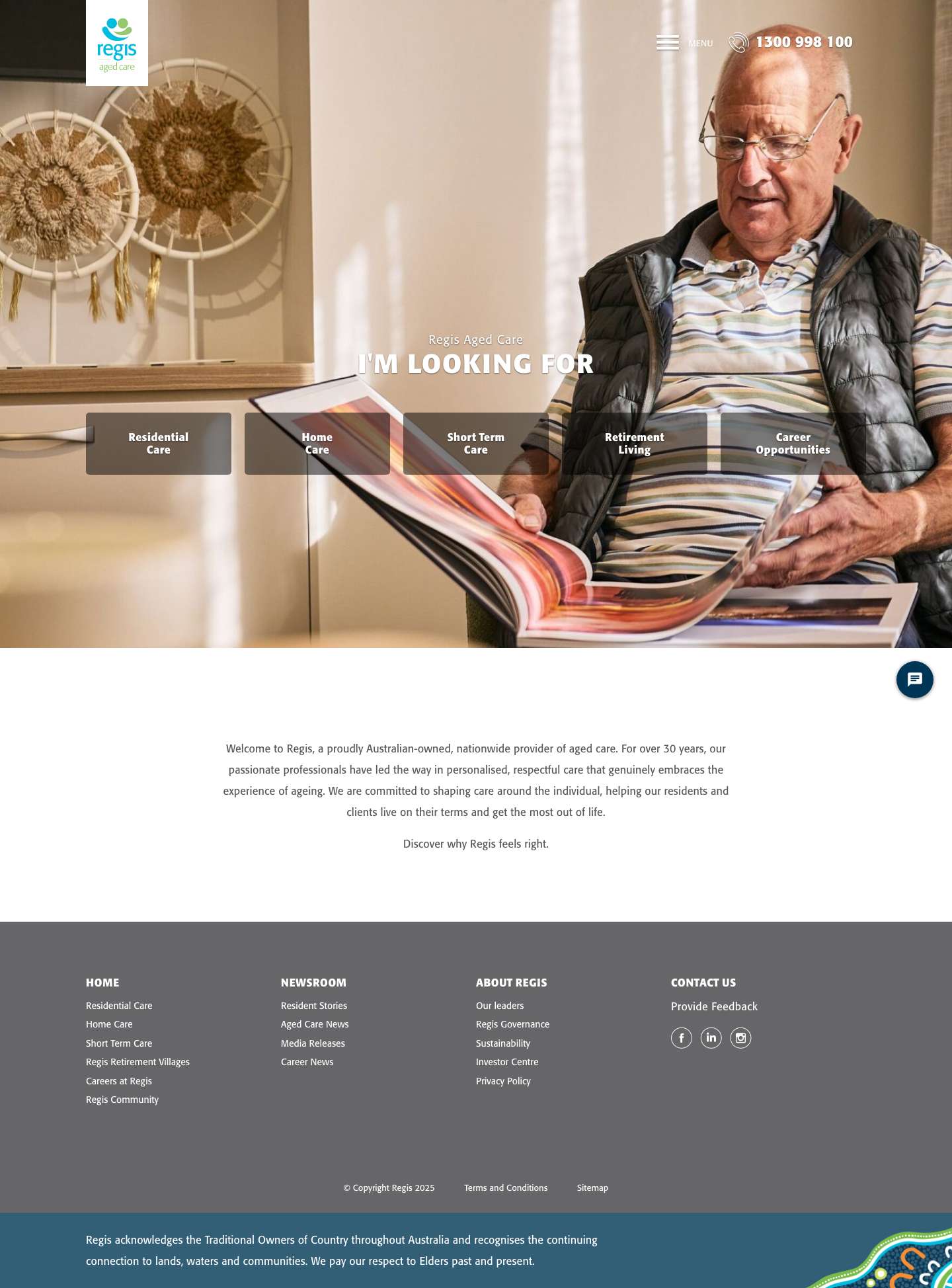 Regis Aged Care - Australia's Trusted Aged Care for 30+ Years - Full Screenshot