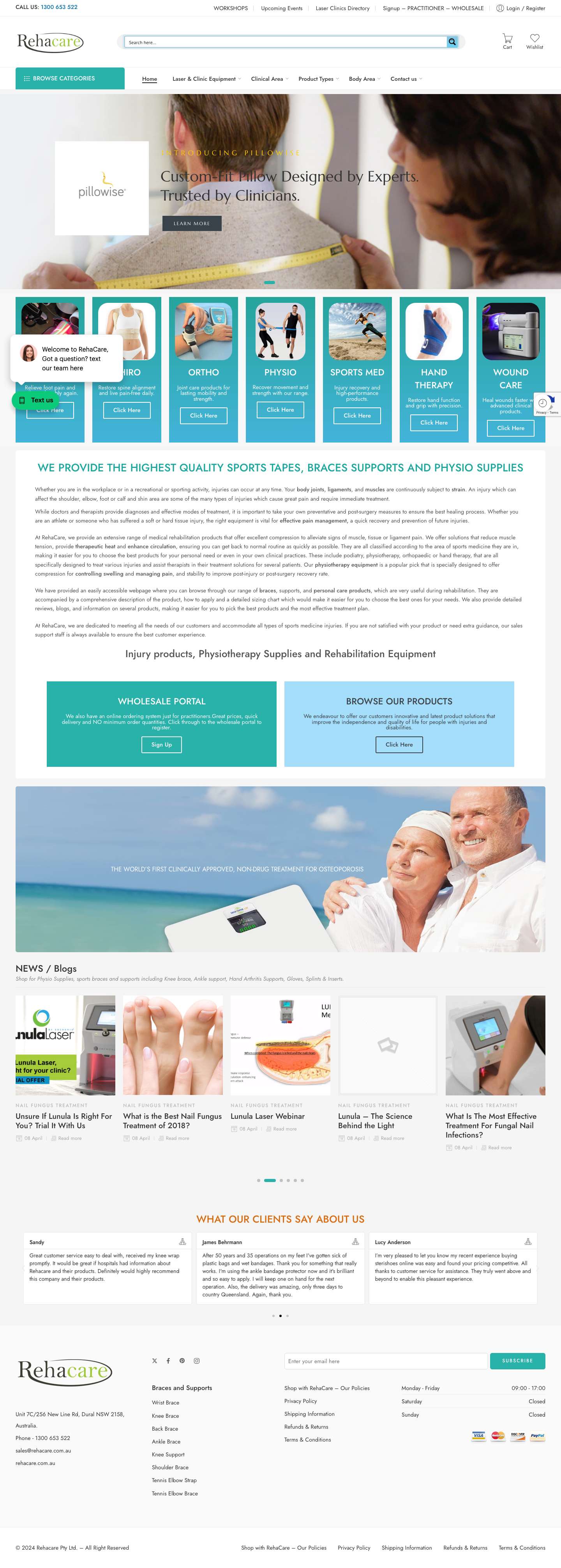 RehaCare - Advanced Sports Braces & Laser Therapy Solutions - Full Screenshot