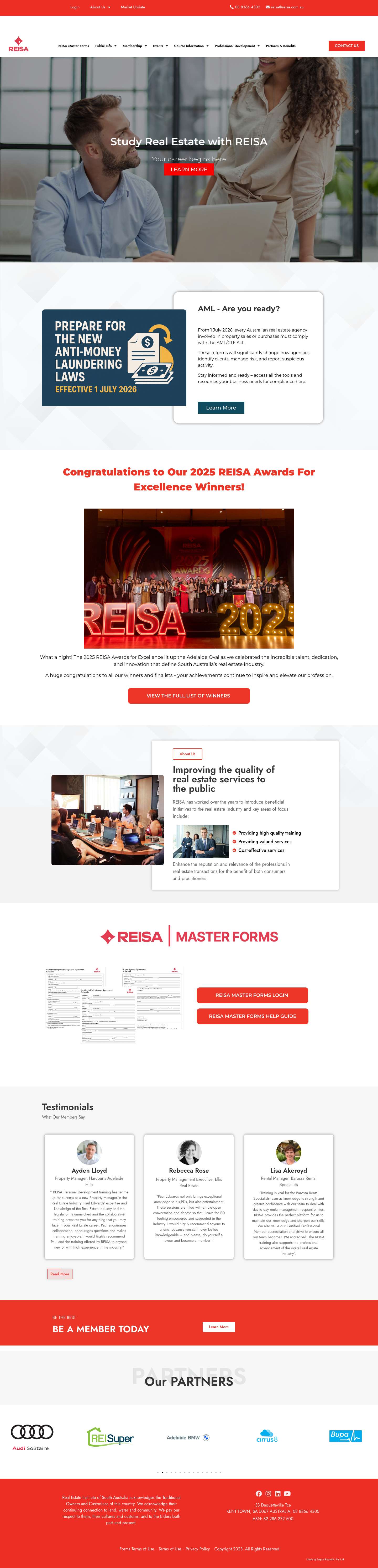 Home - The Real Estate Institute of South Australia (REISA) - Full Screenshot
