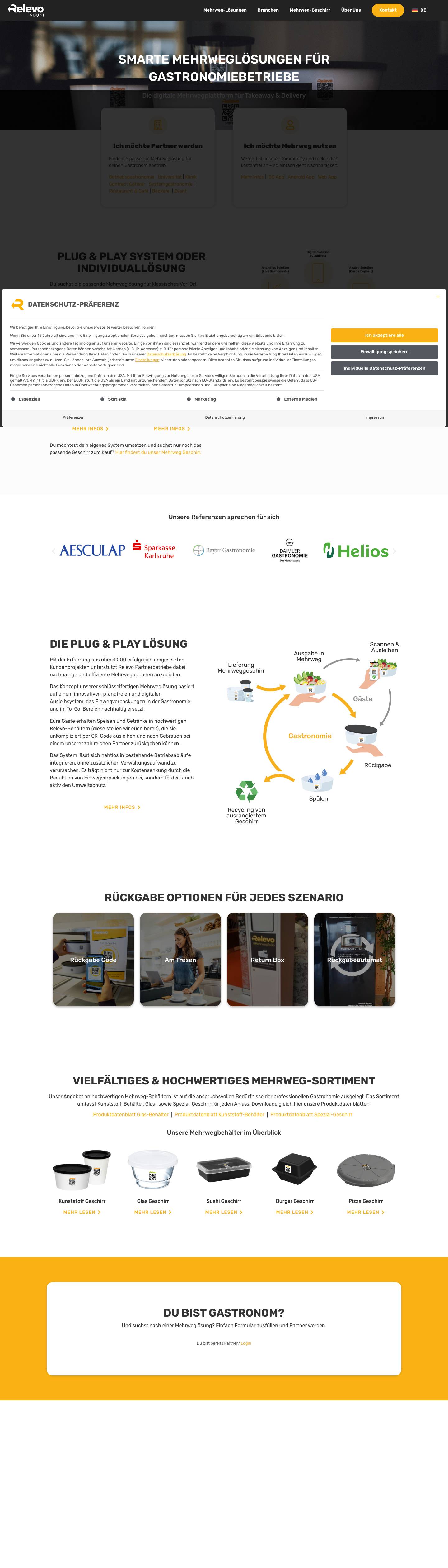 Relevo Mehrweg-System – Nachhaltig & innovativ | Relevo - Full Screenshot