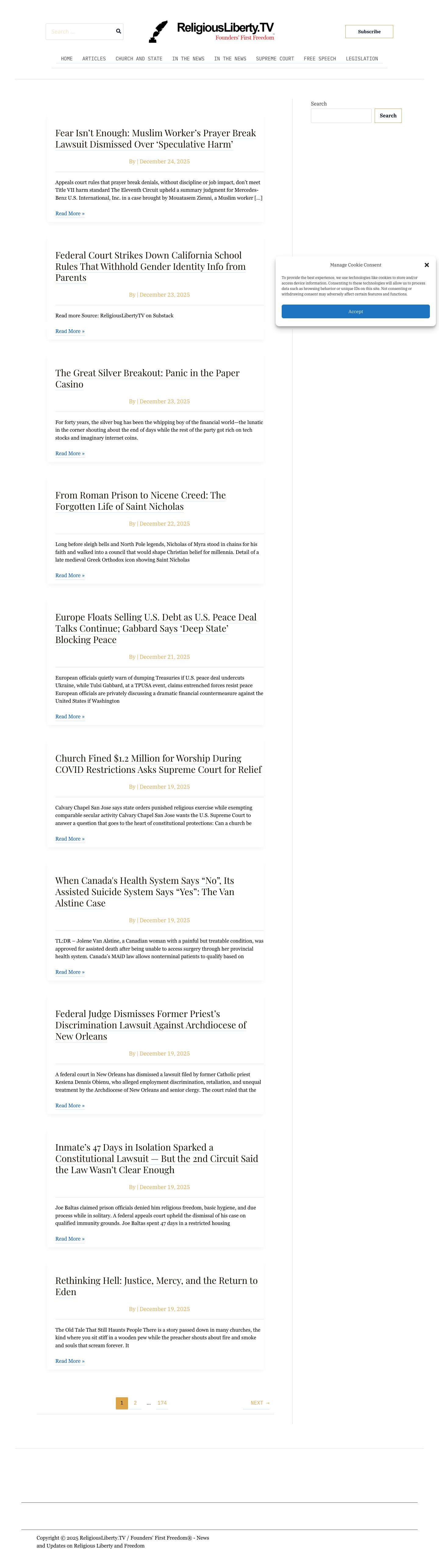 ReligiousLiberty.TV / Founders' First Freedom® - News and Updates on Religious Liberty and Freedom - ReligiousLiberty.TV is your source for news and updates on religious liberty and freedom. Stay informed on important issues and legal battles. - Full Screenshot