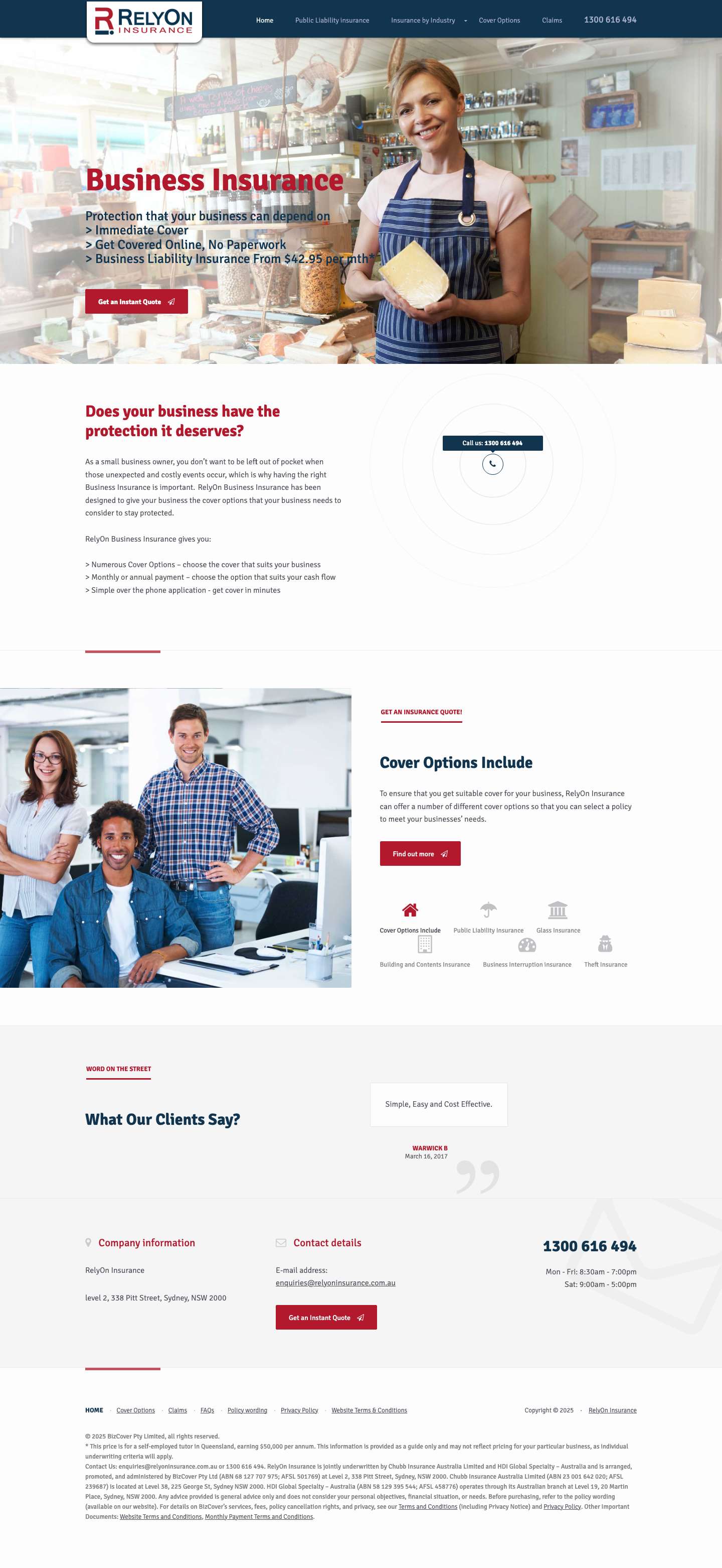 Home - RelyOn Insurance - Full Screenshot