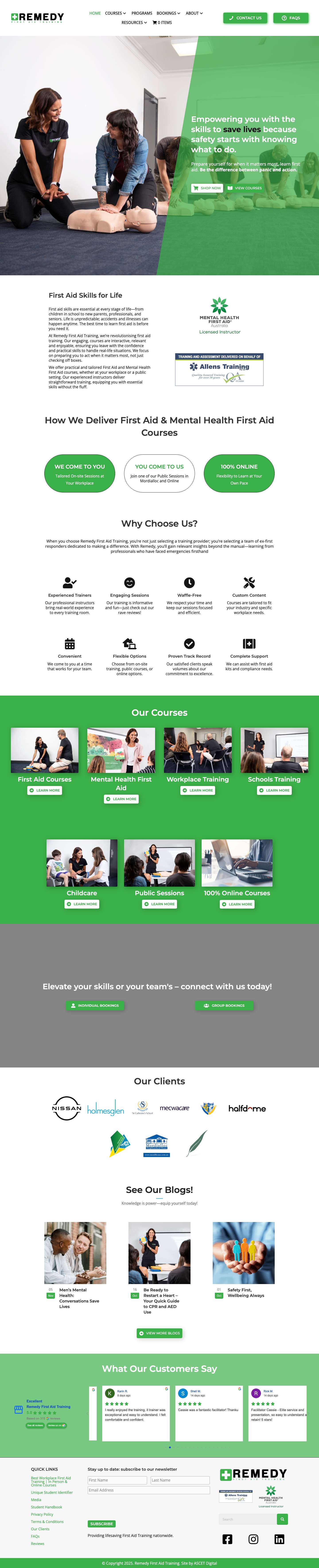 Best Workplace First Aid Training | In Person & Online Courses - Remedy First Aid Training - Full Screenshot