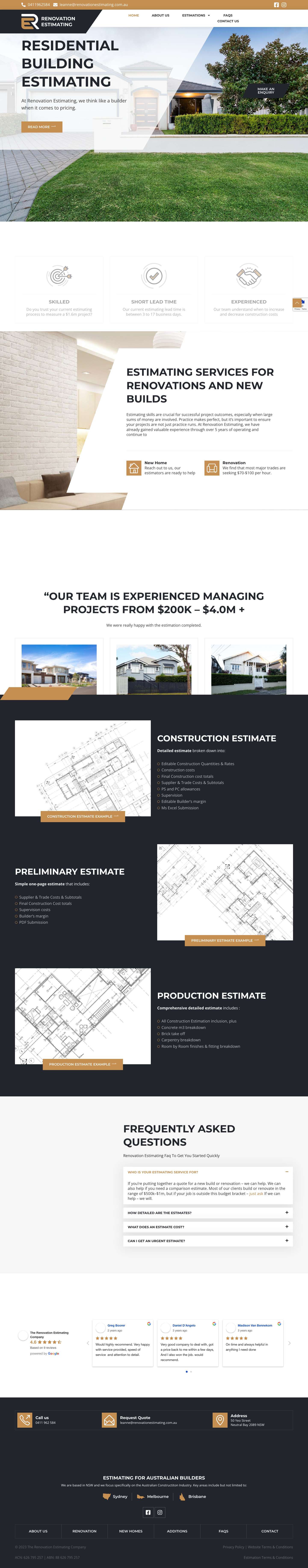 Home - Renovation Estimating - Full Screenshot
