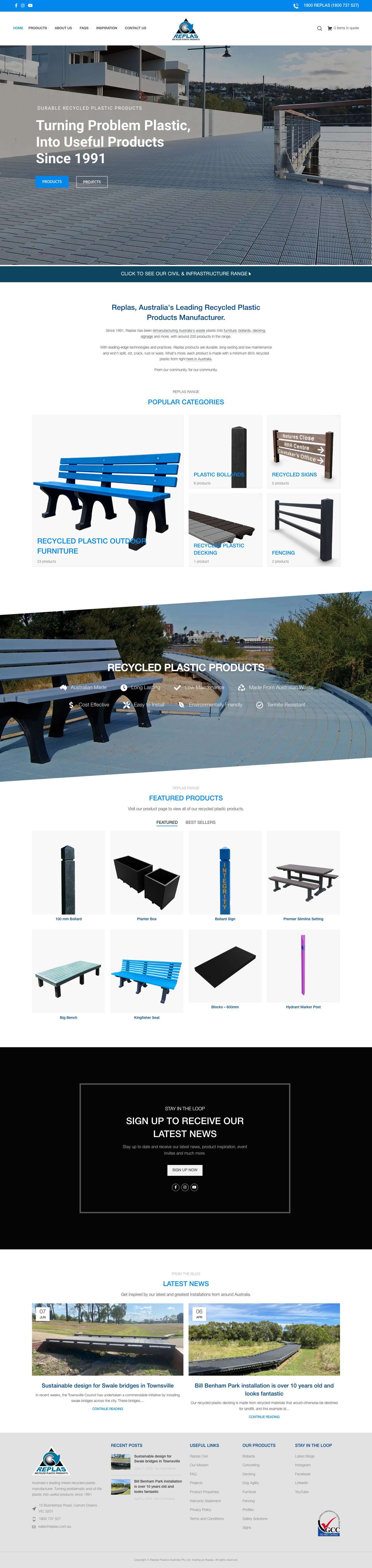 Replas | Australia's Leading Recycled Plastic Products - Full Screenshot