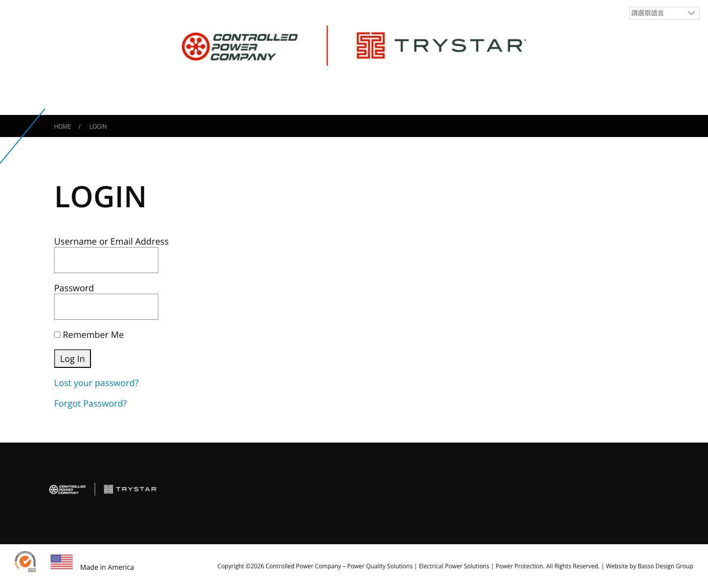 Login - Controlled Power Company - Power Quality Solutions | Electrical Power Solutions | Power Protection - Full Screenshot