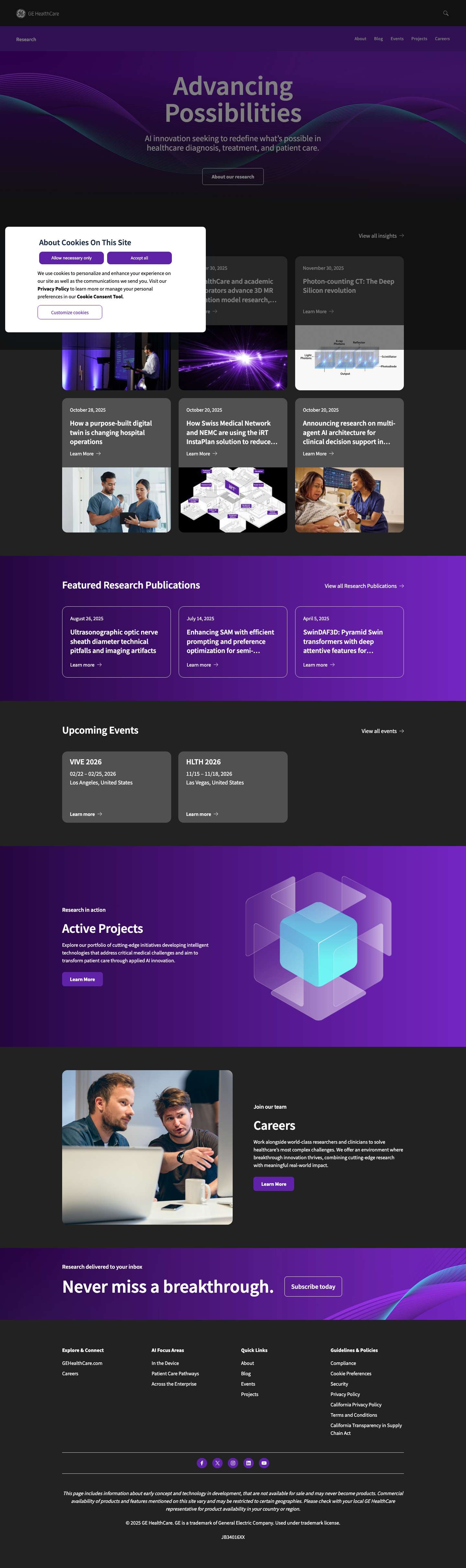GE HealthCare Research - Explore the latest in Science and AI Research in Healthcare - Full Screenshot