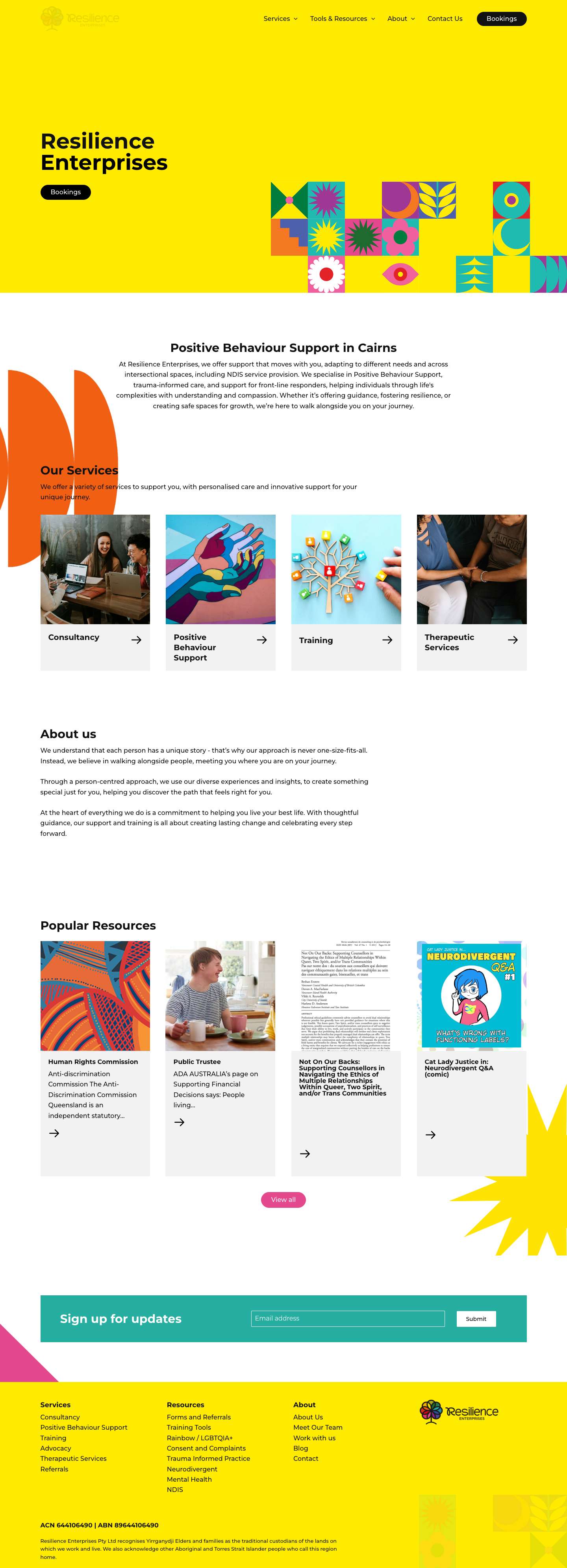 Resilience Enterprises | Positive Behaviour Support in Cairns - Full Screenshot