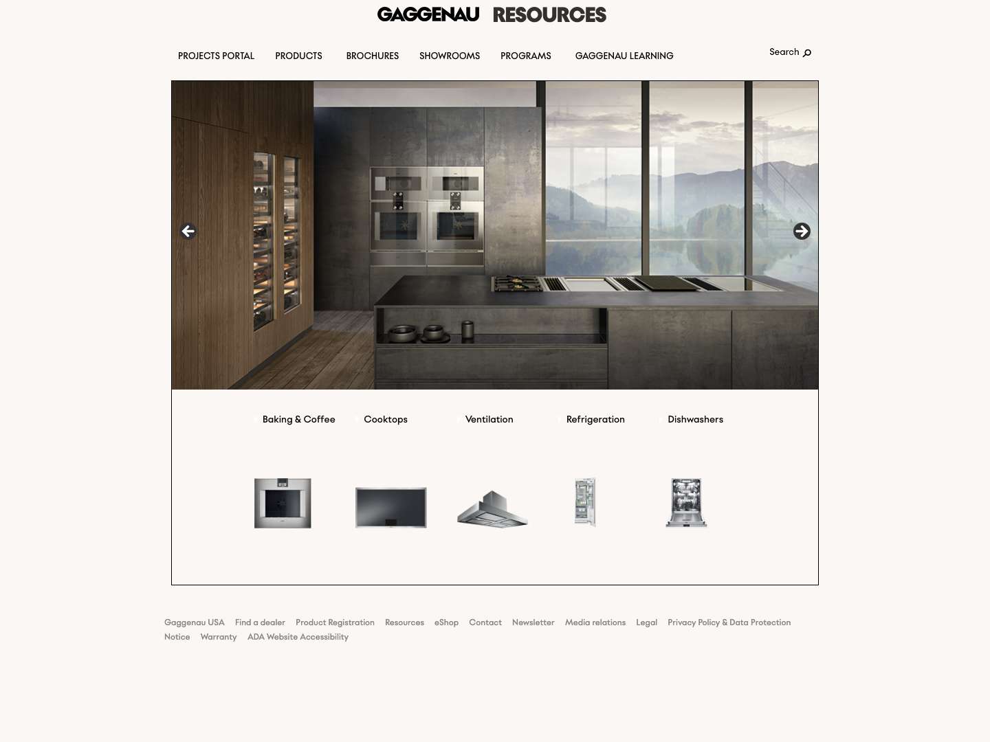 Gaggenau Resources Home Page - Full Screenshot