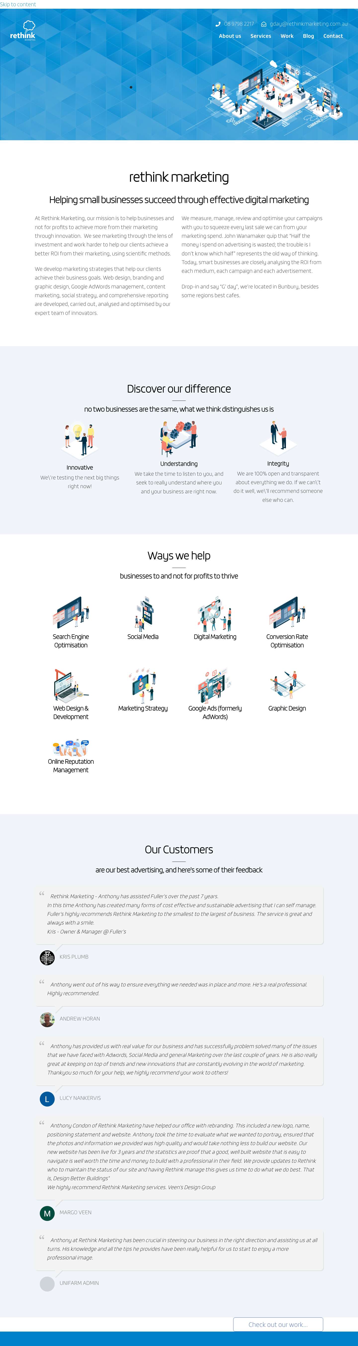Rethink Marketing | Helping businesses to thrive online | Rethink Marketing - Full Screenshot