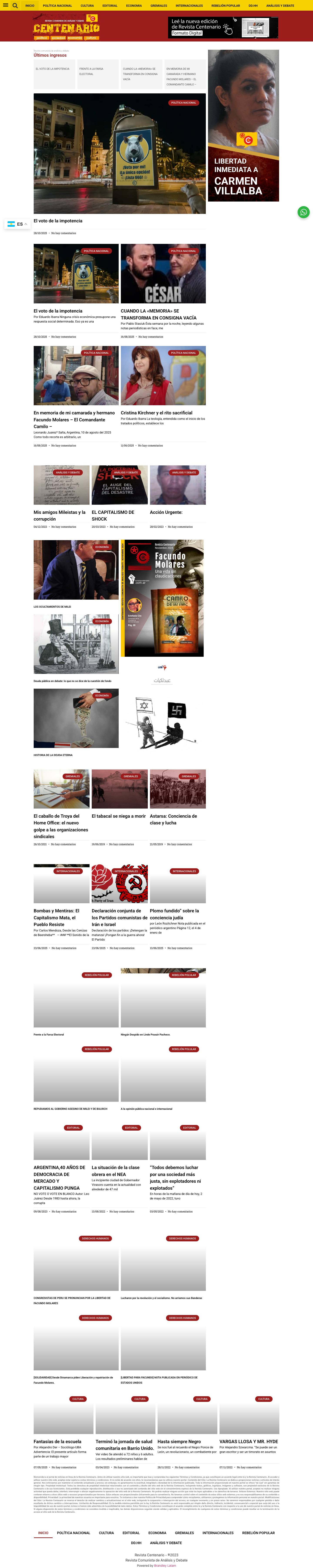 Revista Centenario - Full Screenshot