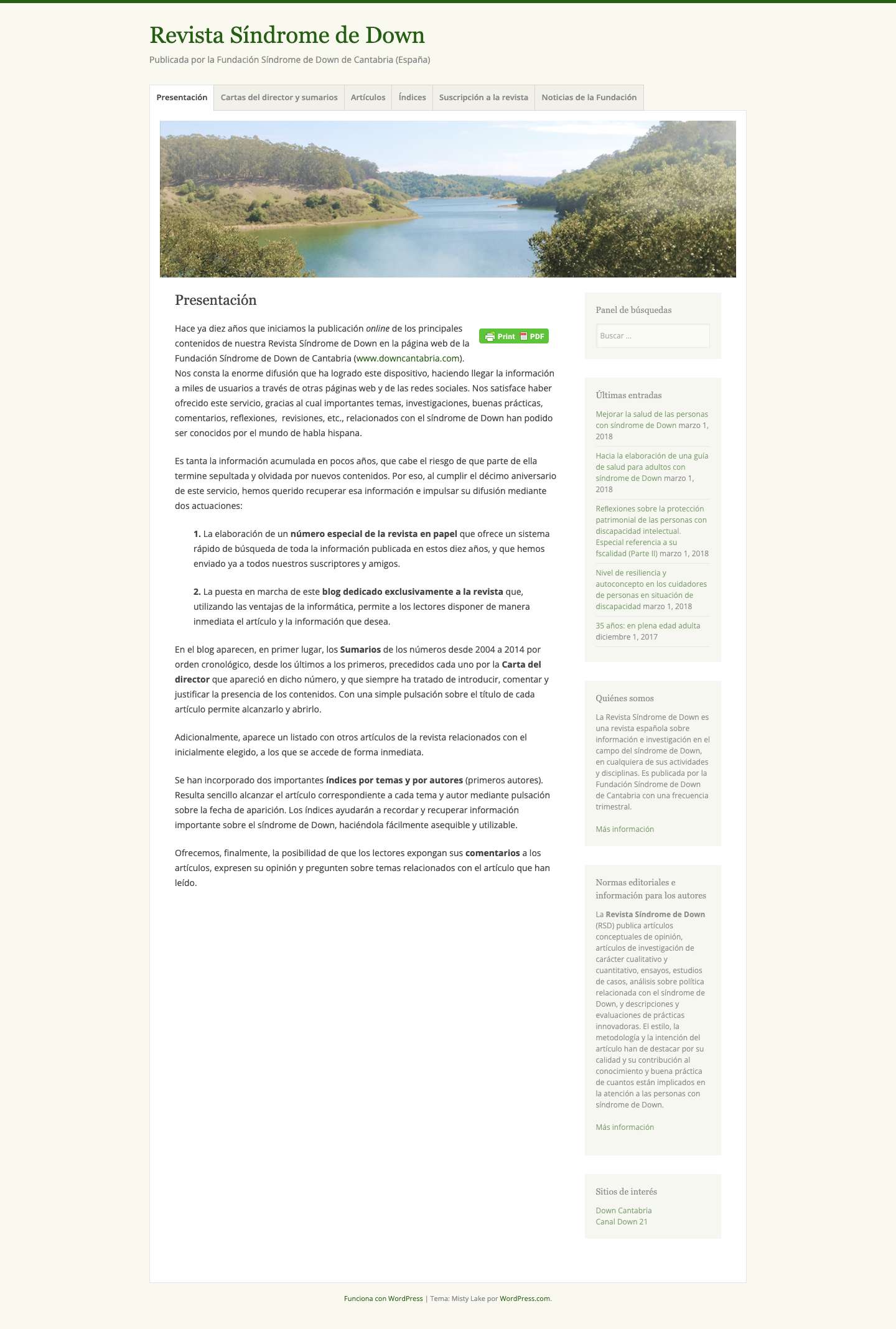 Revista Síndrome de Down – Publicada por la Fundación Síndrome de Down de Cantabria (España) - Full Screenshot