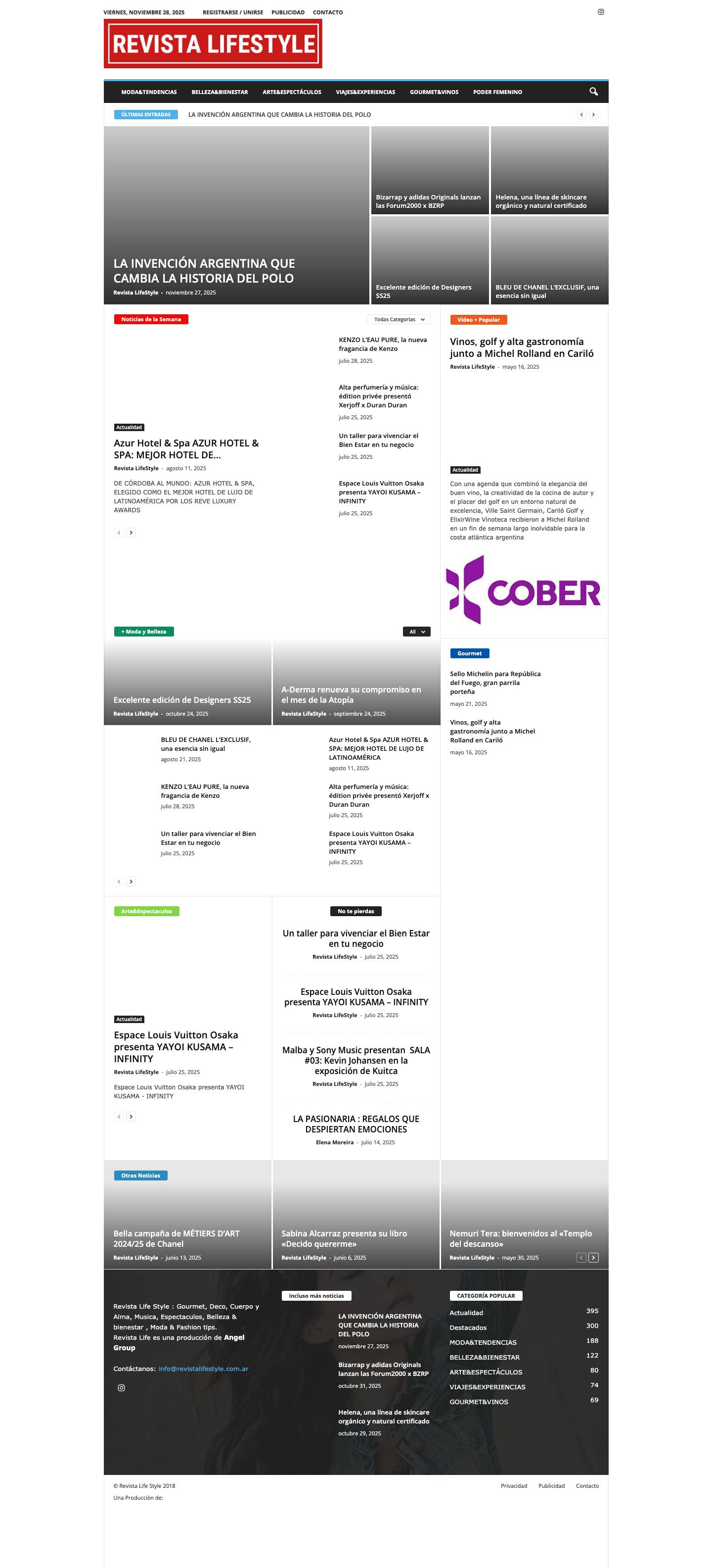 Revista Life Style Argentina - Magazine de Actualidad y Espectaculos - Full Screenshot