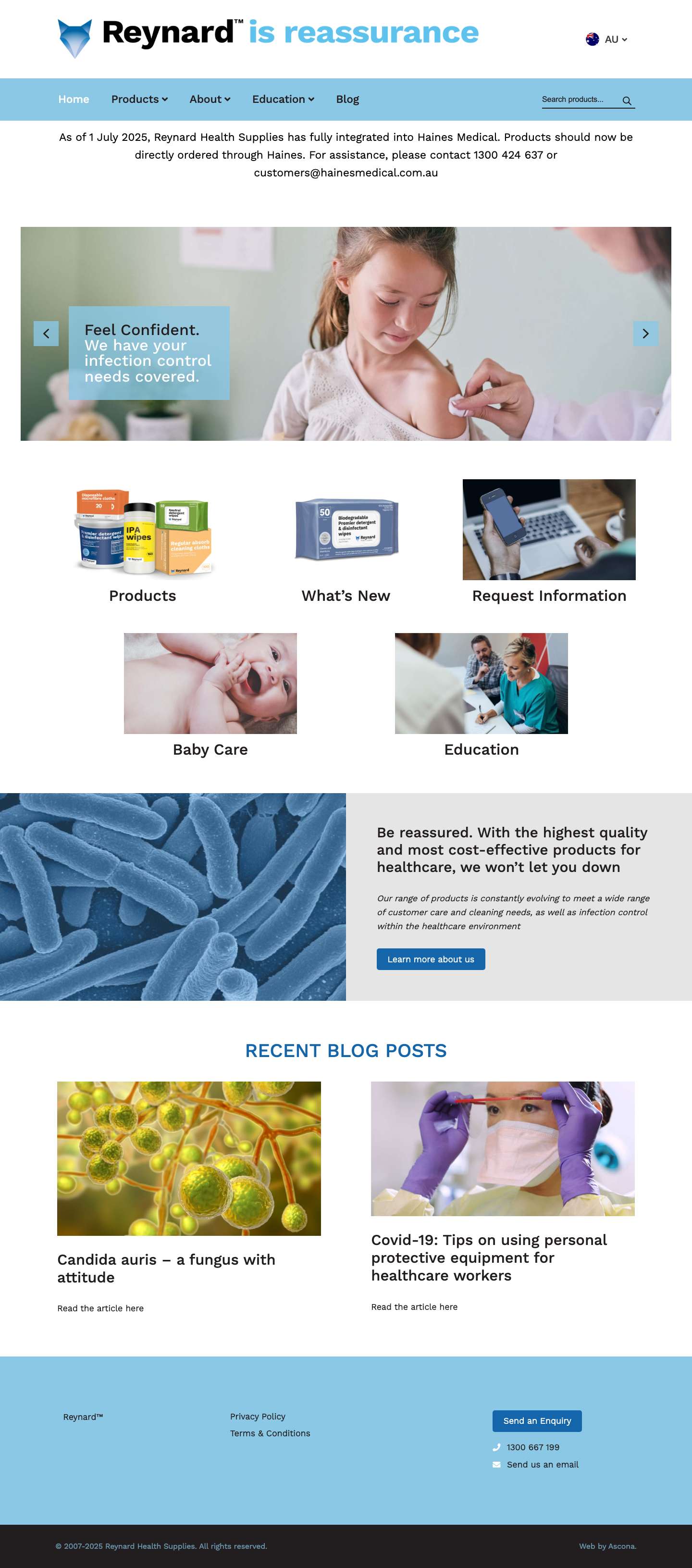 Disinfectant Wipes | Hand Hygiene | PPE | Reynard Health Supplies - Full Screenshot