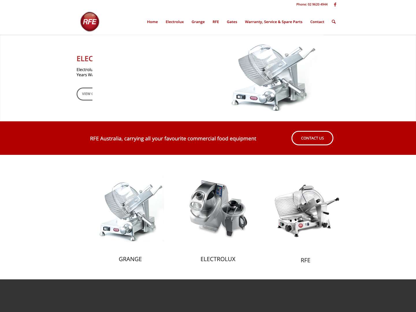 RFE Australia – RFE has extensive range of quality commercial food and kitchen equipment such as Avery Berkel, Electrolux Commercial, Grange and the RFE range - Full Screenshot