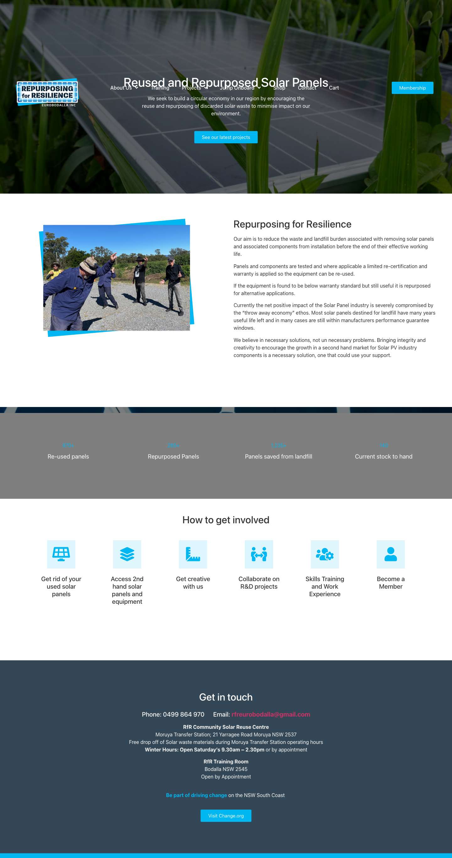 Repurposing for Resilience Eurobodalla – Reused and repurposed solar panels - Full Screenshot