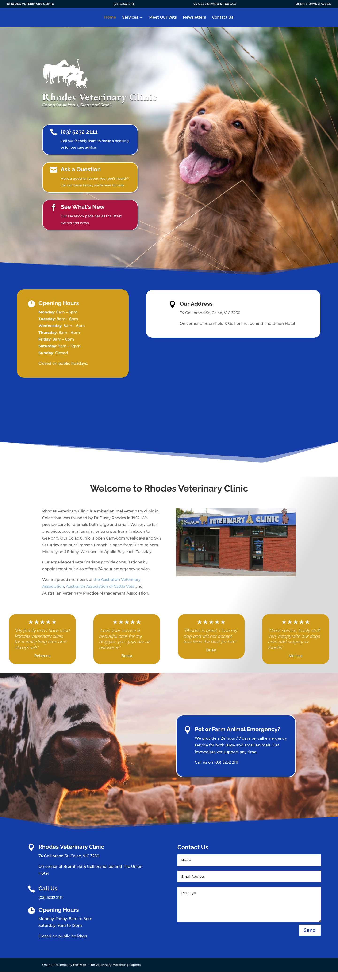 Rhodes Veterinary Clinic: Quality Pet Care & Advice - Open Mon - Fri (9am - 5pm) - Full Screenshot