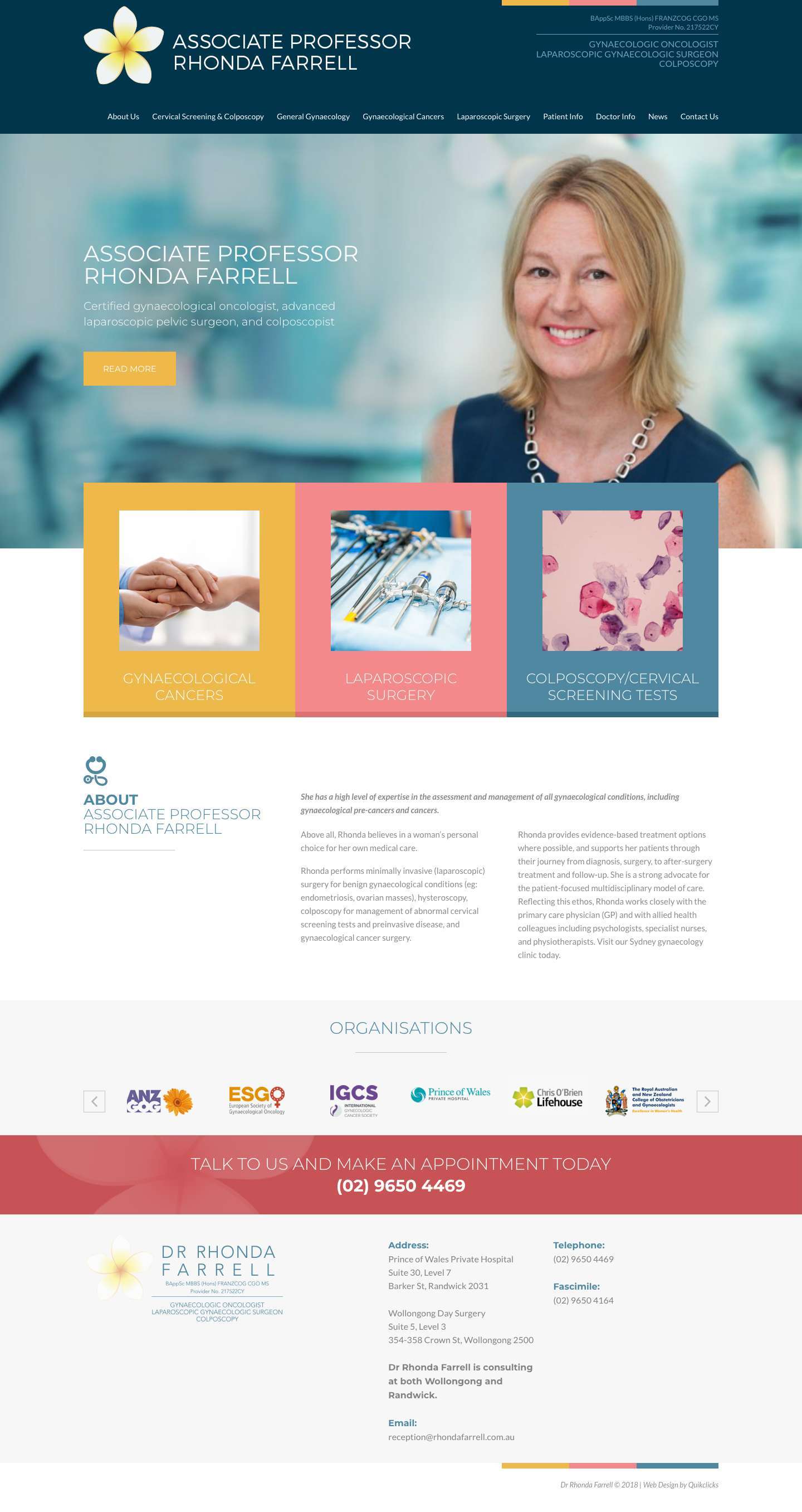 Sydney Gynaecology Clinic | Rhonda Farrell - Full Screenshot