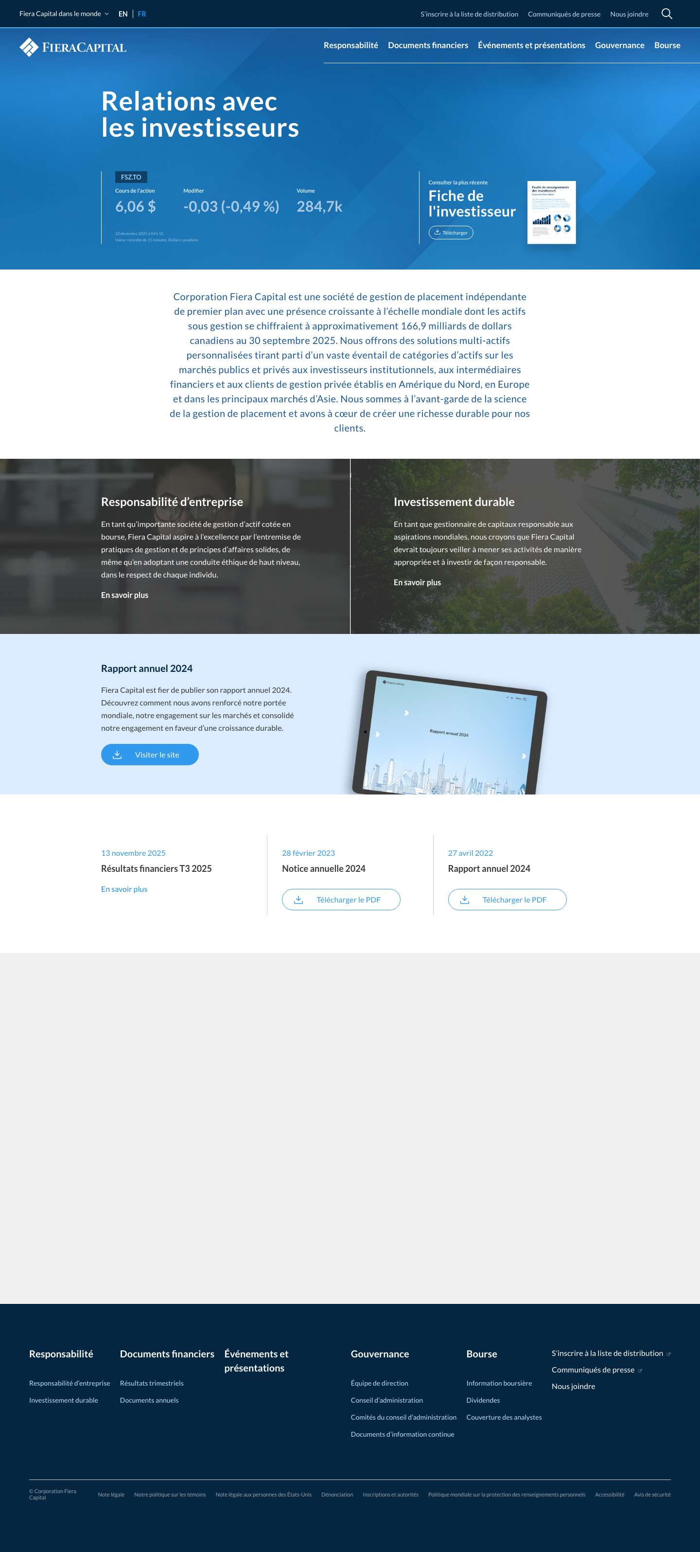 Investor Relations – Fiera Capital – A Fiera Capital division – Corporation Fiera Capital - Full Screenshot
