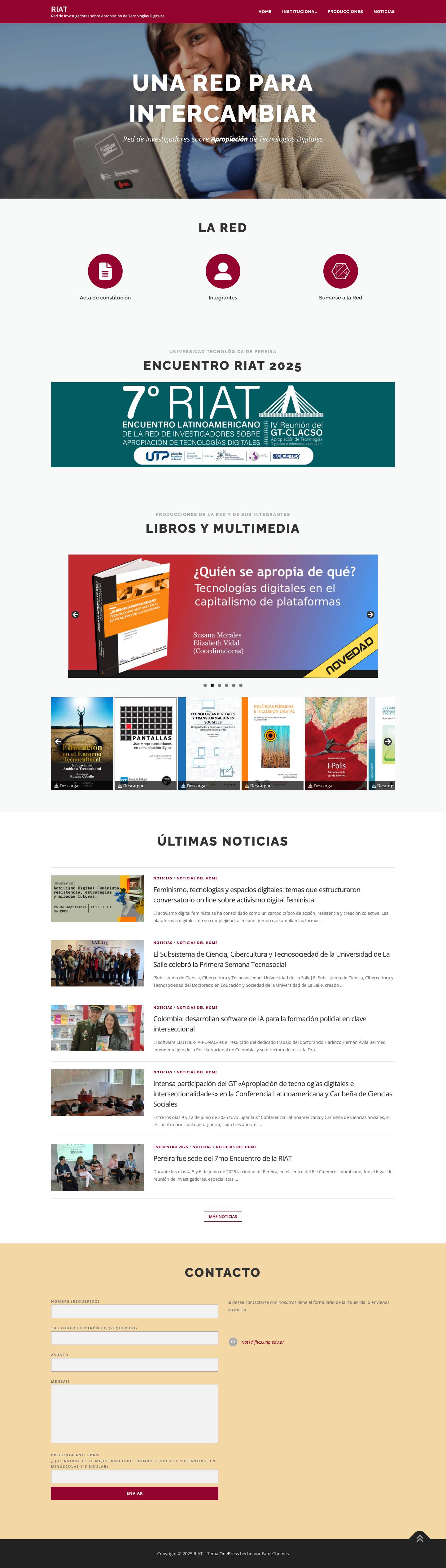 RIAT – Red de Investigadores sobre Apropiación de Tecnologías Digitales - Full Screenshot