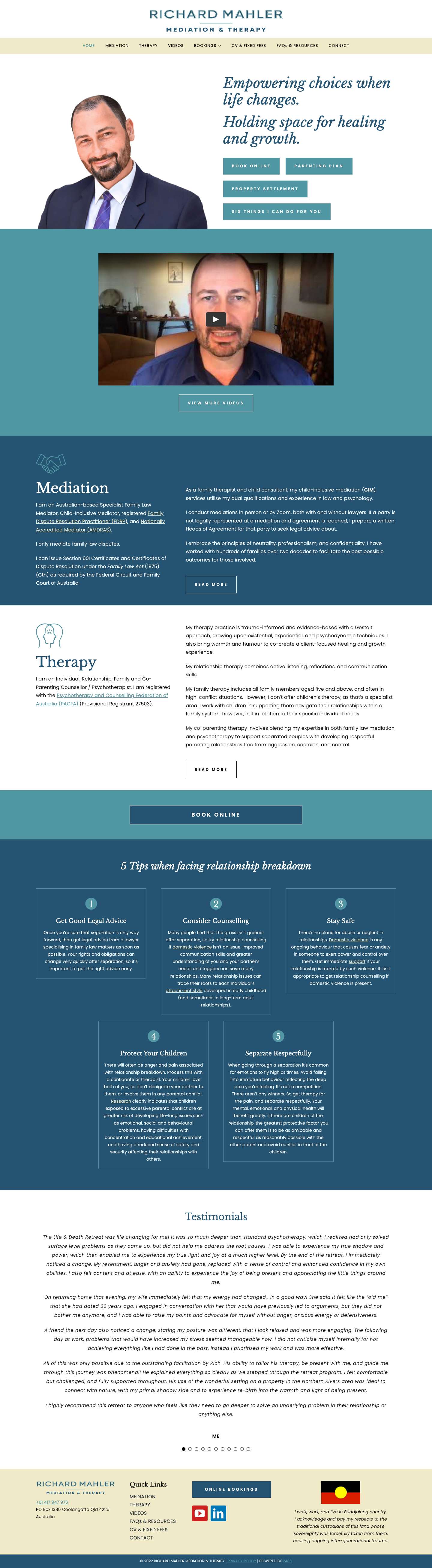 Family Law Mediator Gold Coast | Richard Mahler - Full Screenshot