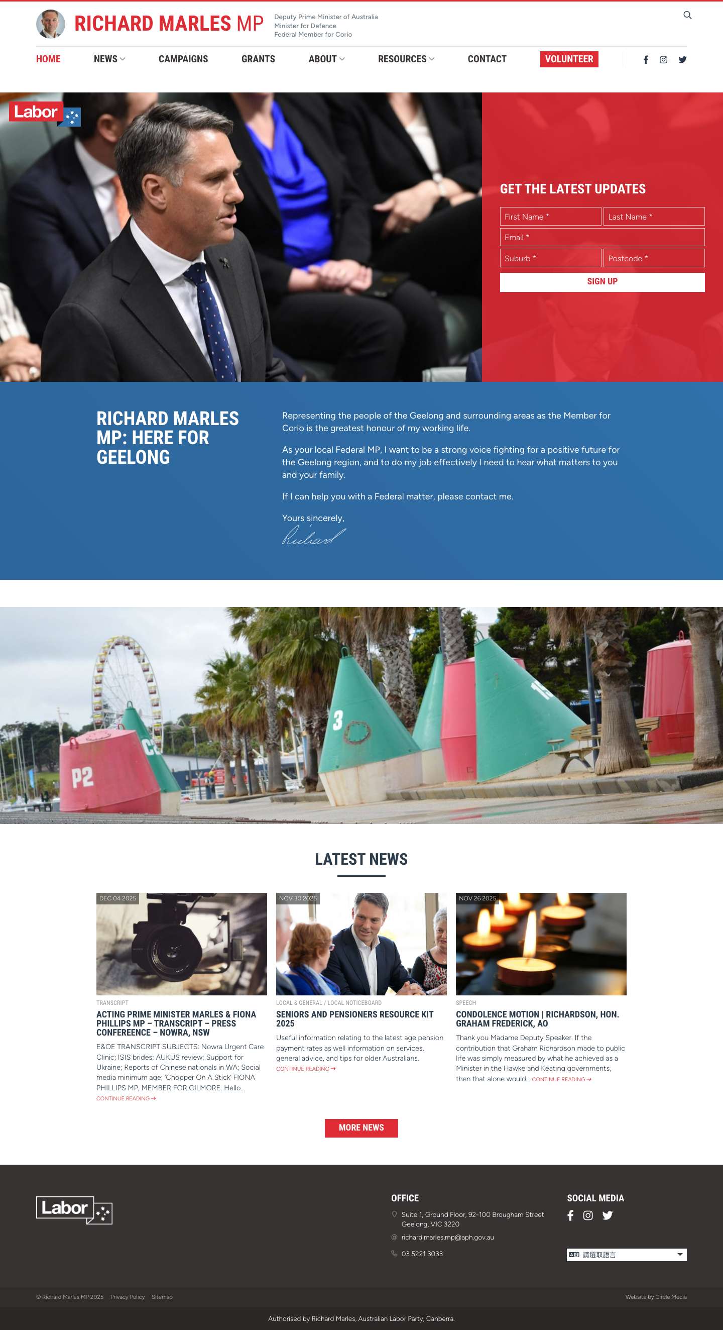 Richard Marles MP | Federal Member for Corio | ALP Deputy Leader - Full Screenshot