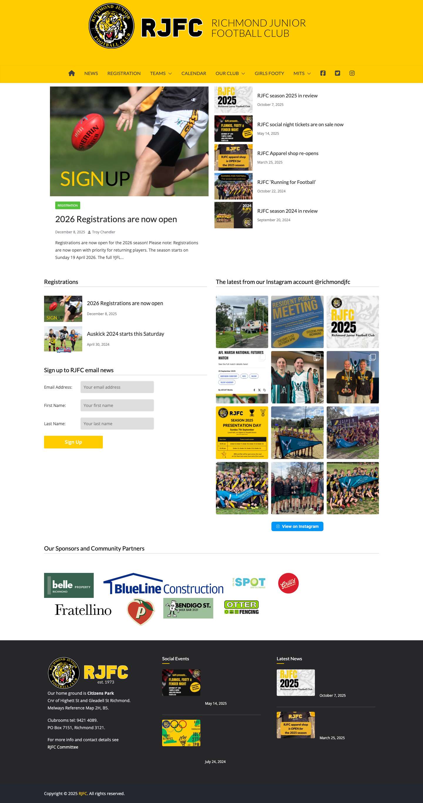 RJFC – Richmond Junior Football Club - Full Screenshot