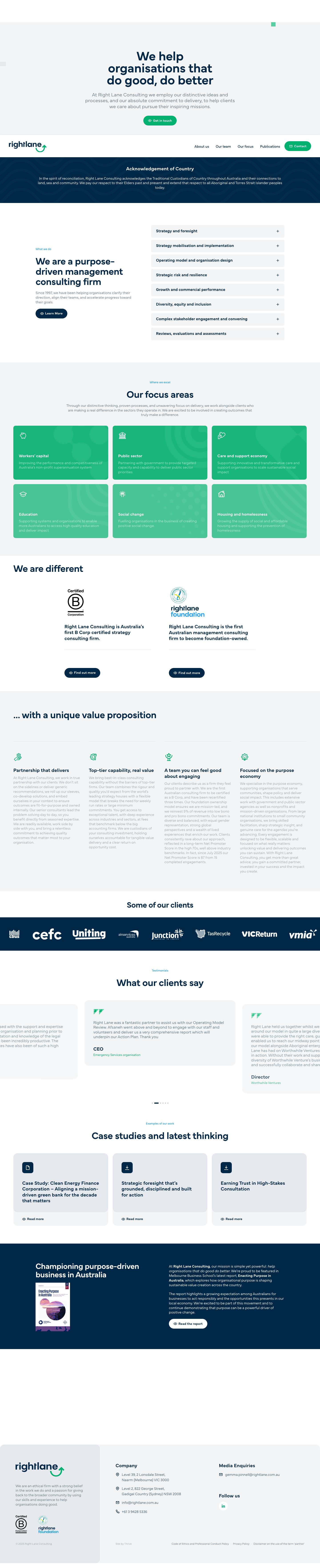 Right Lane Consulting - Purpose-Driven Management Consulting - Full Screenshot