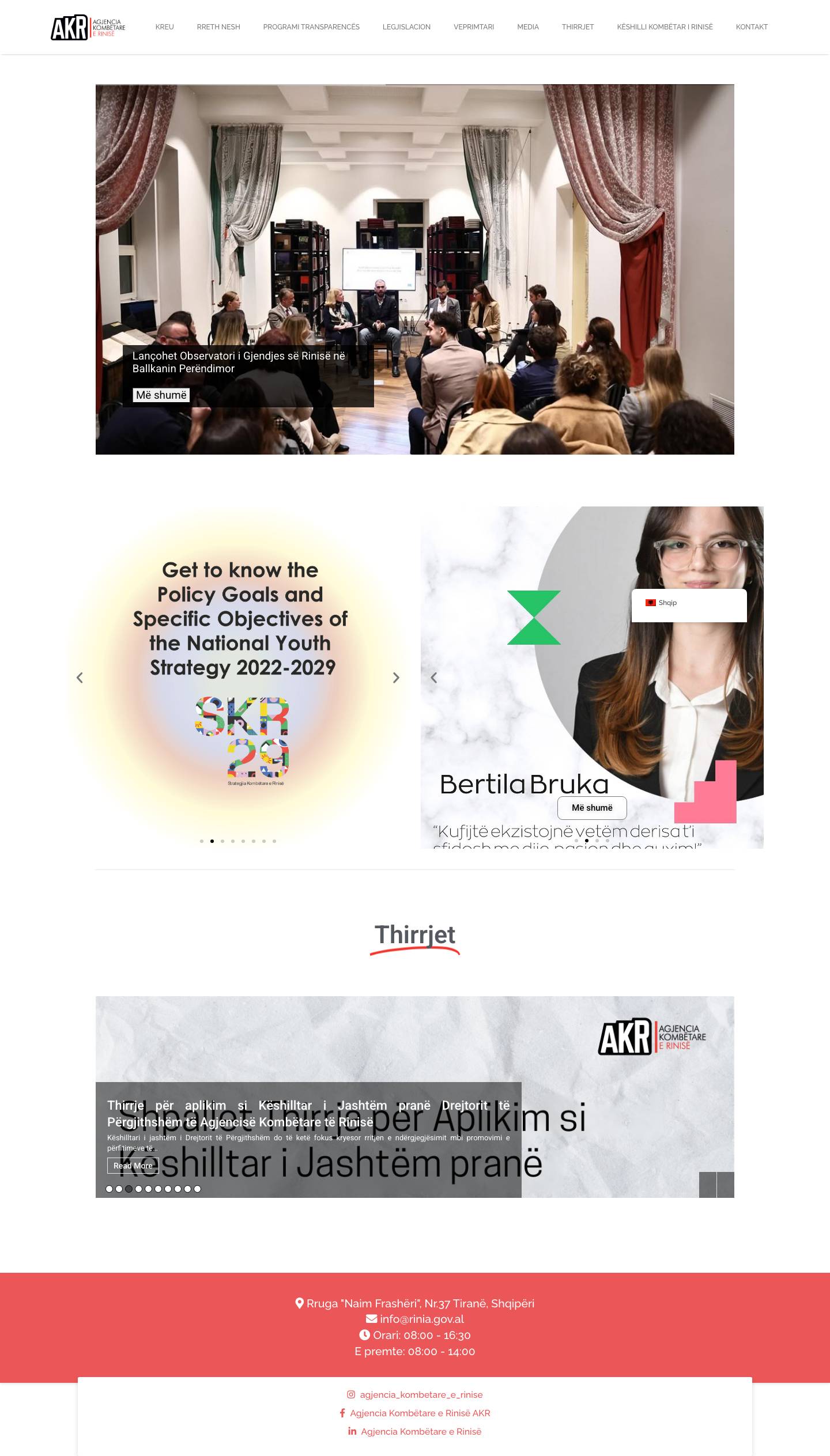 Agjencia Kombëtare e Rinisë - Full Screenshot