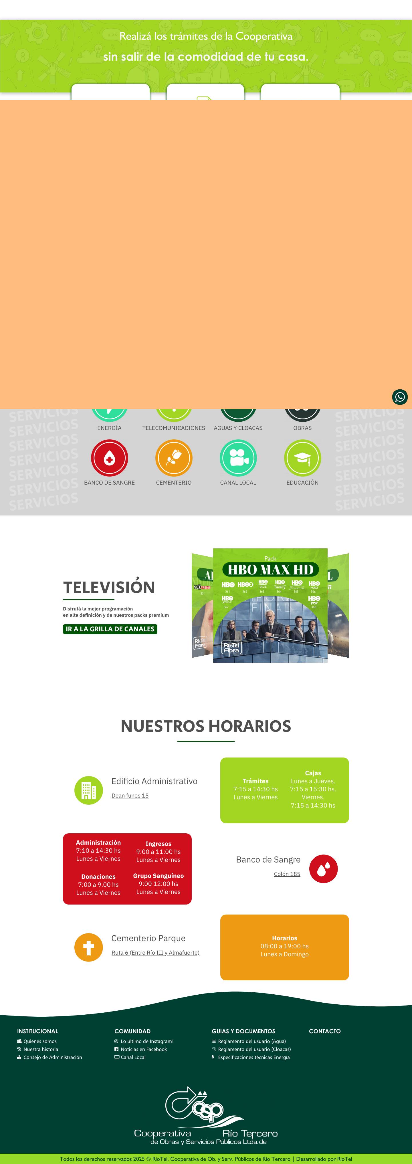 RioTel – Cooperativa de Obras y Servicios Públicos de Río Tercero - Full Screenshot