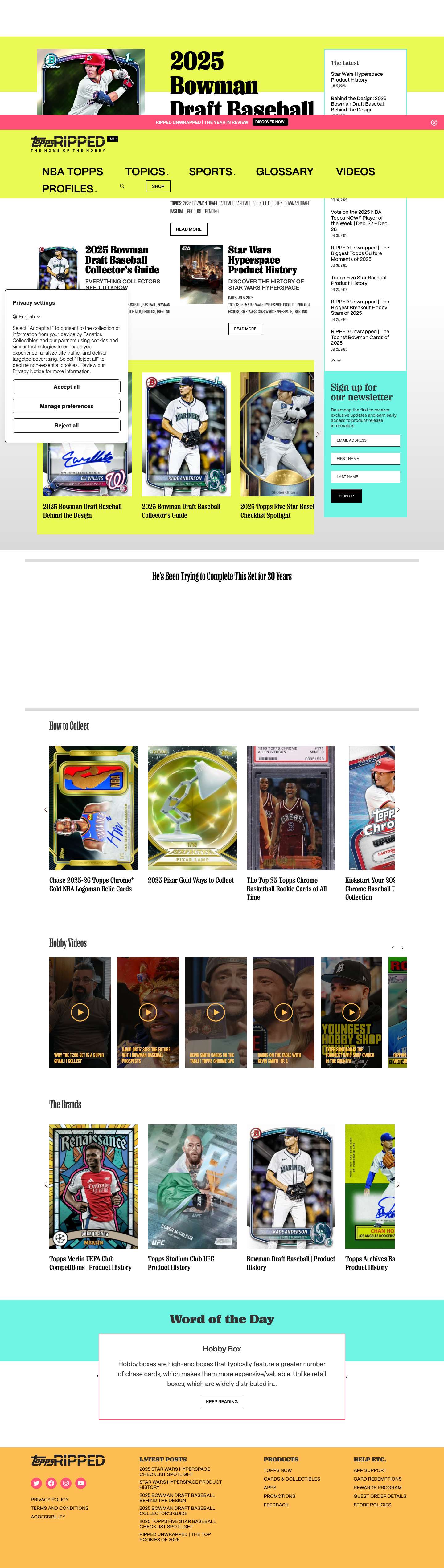 Topps RIPPED - The Home of The Hobby - Full Screenshot