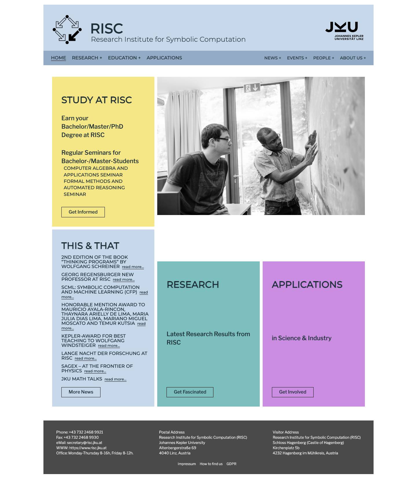 Home - RISC - Johannes Kepler University - Full Screenshot