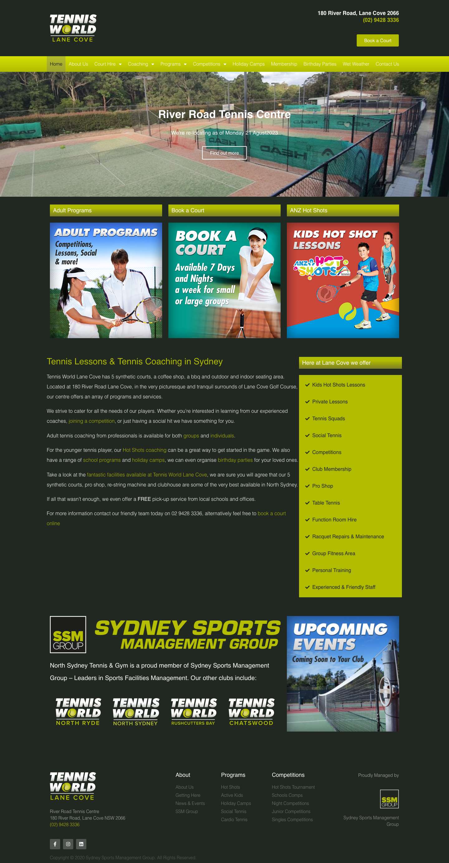 Home Page - River Road Tennis - Full Screenshot