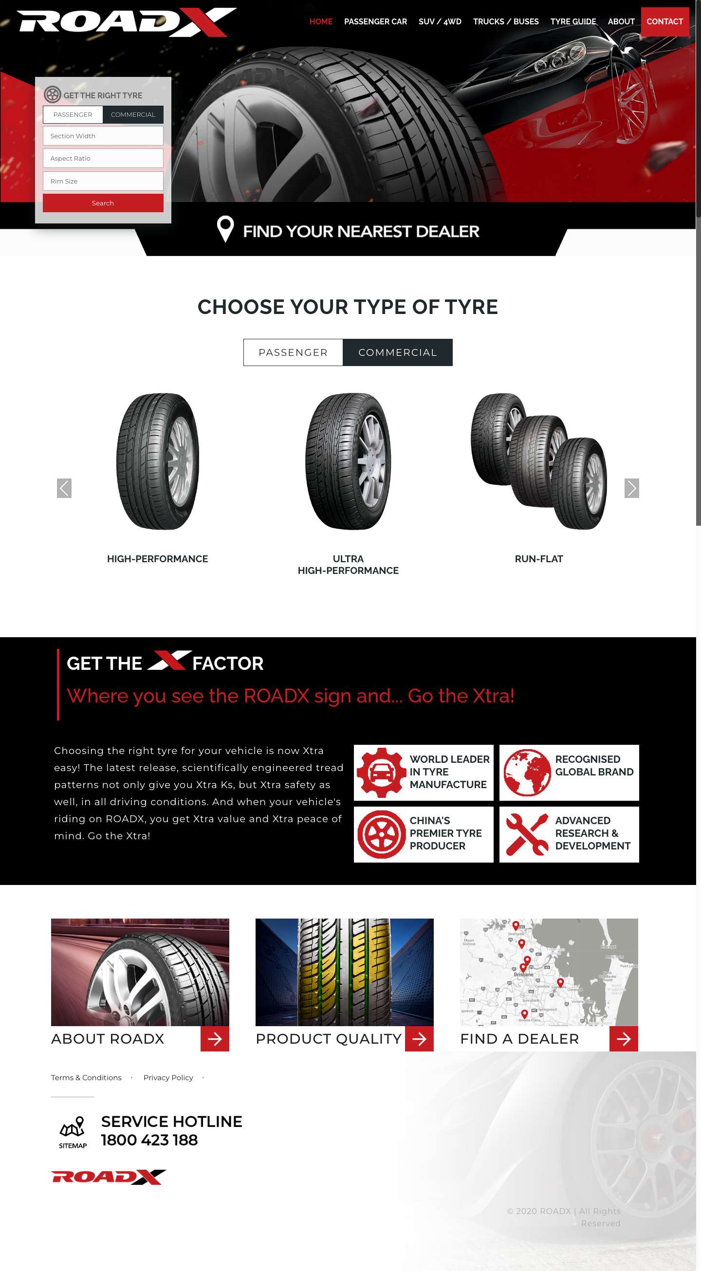 RoadX Tyres Australia - Premium Value Tyre Products - Full Screenshot