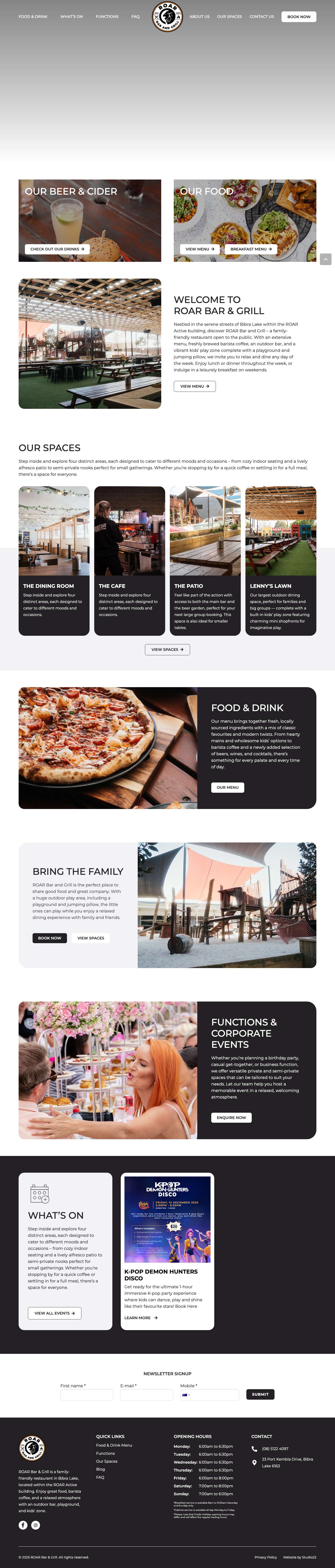 Roar Bar and Grill | Bibra Lake Bars | Bar With Kids Play Area - Full Screenshot