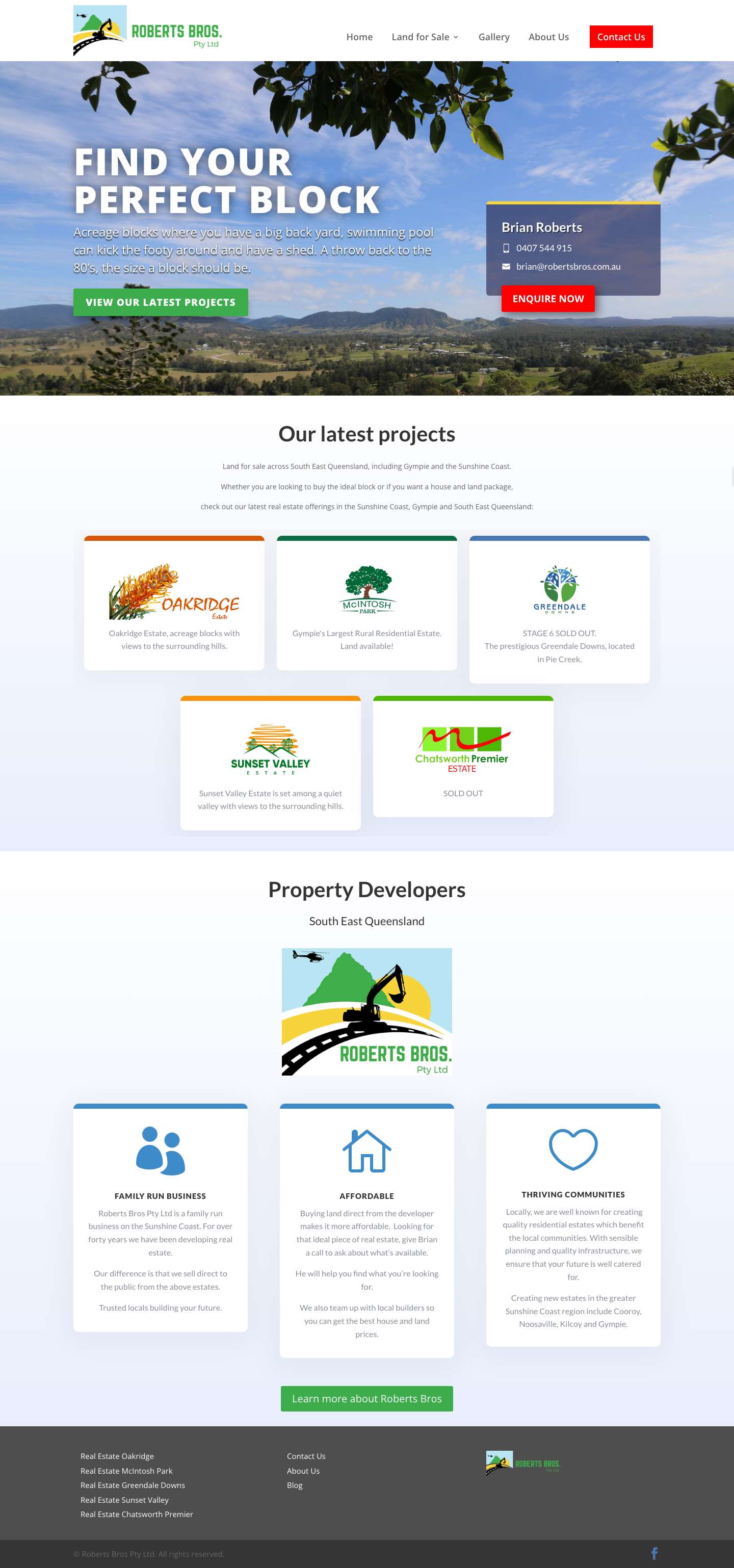 Roberts Bros – Land for Sale in Gympie, Sunshine Coast & South East QLD - Full Screenshot